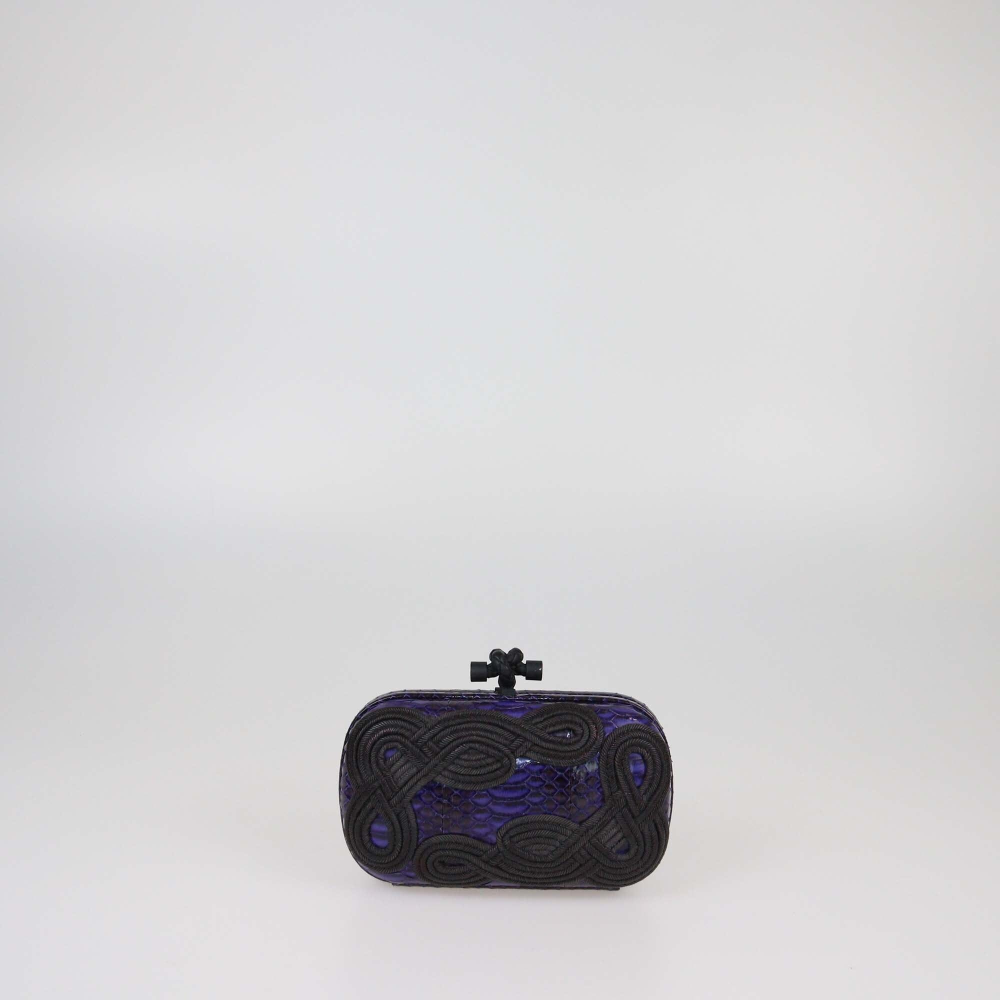Bottega Veneta Purple/Black Embroidered Thread Knot Clutch Womens Bottega Veneta