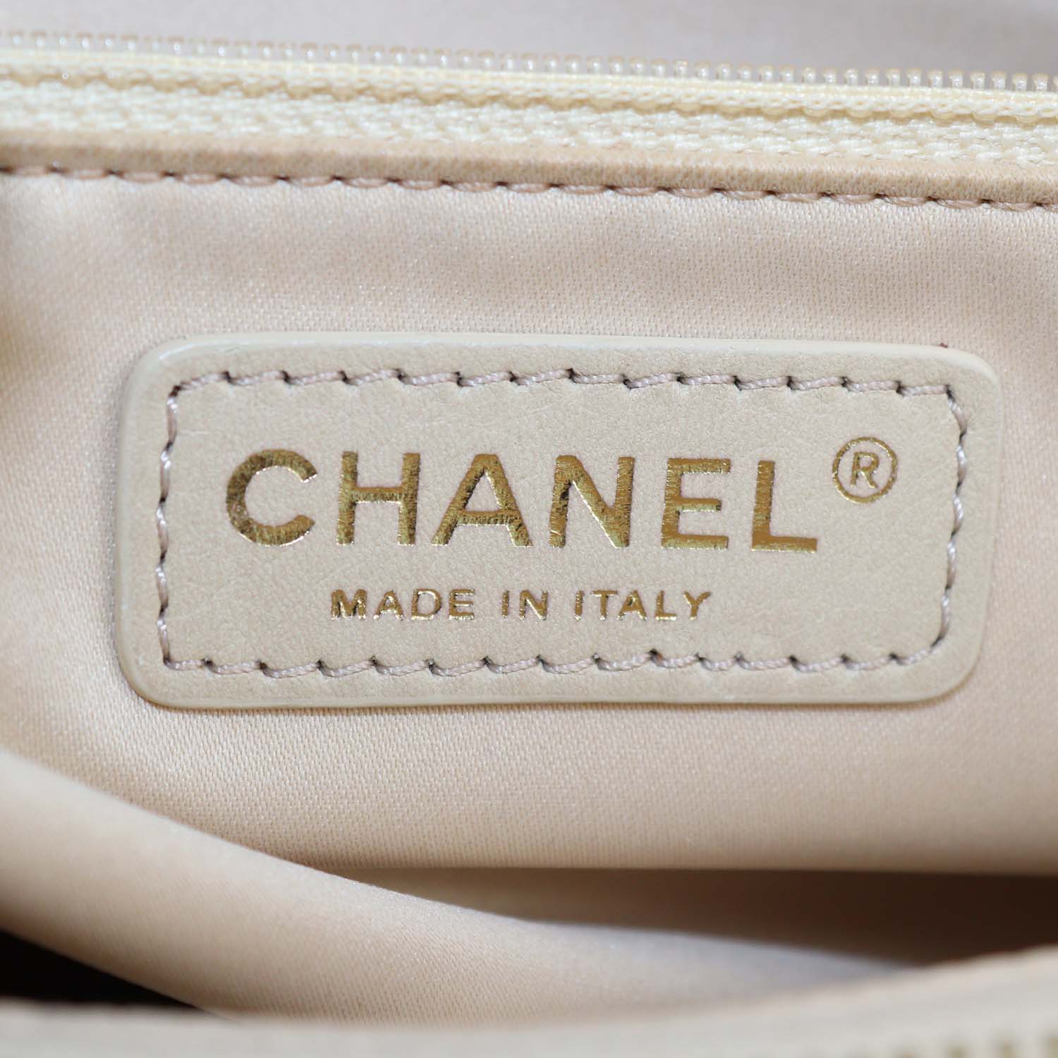 Chanel Cream Quilted Caviar Leather Grand Shopping Tote