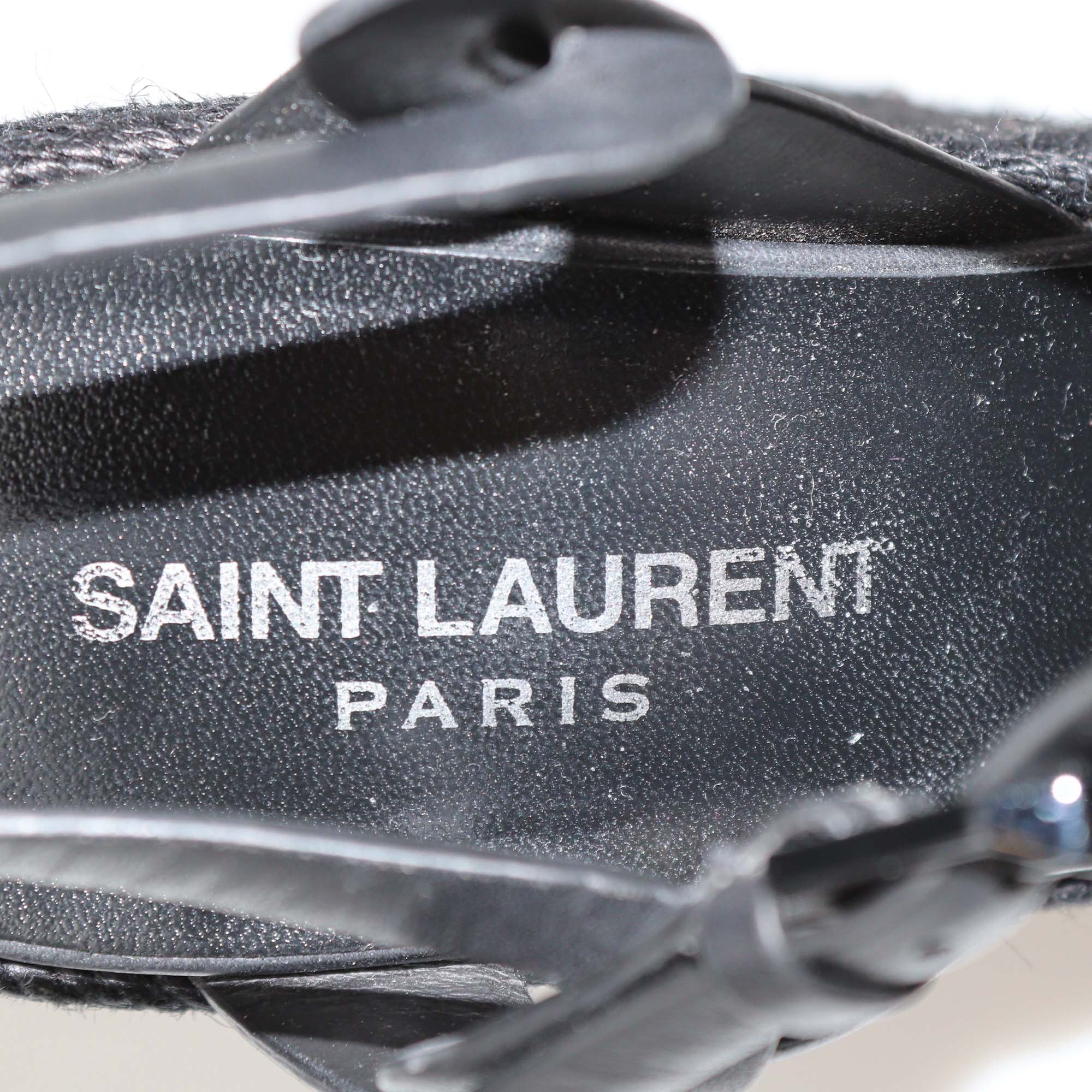 Saint Laurent Black Leather Tribute Espadrilles Wedge Sandals