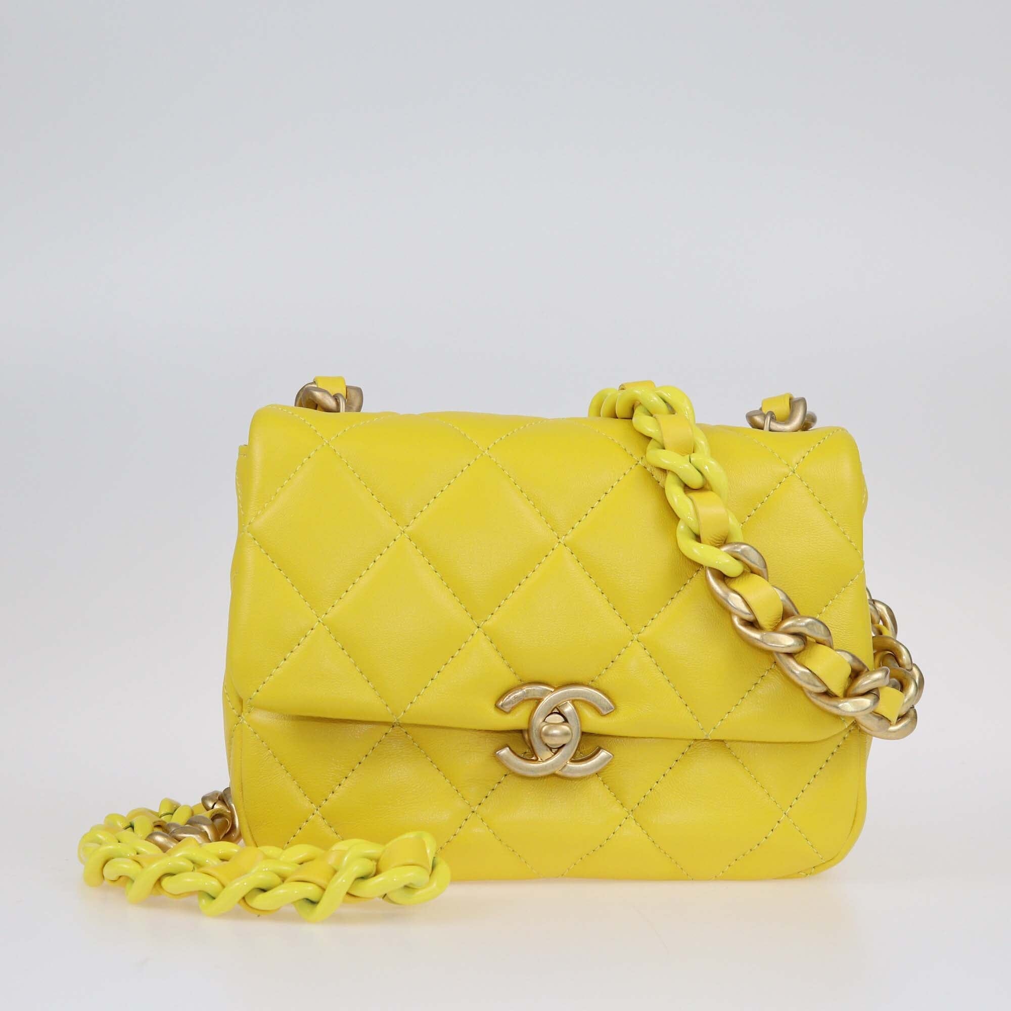 Chanel Yellow Quilted Mini Candy Chain Flap Bag Bags Chanel