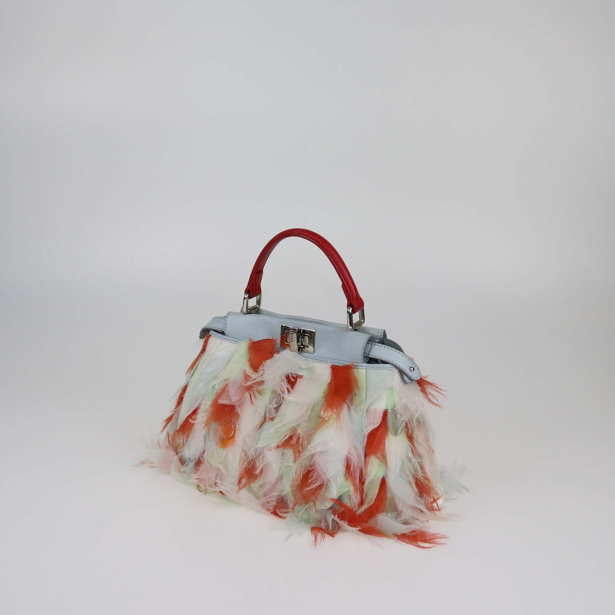 Fendi Multicolor Satin Mini Embellished Peekaboo Top Handle Bag Womens Fendi