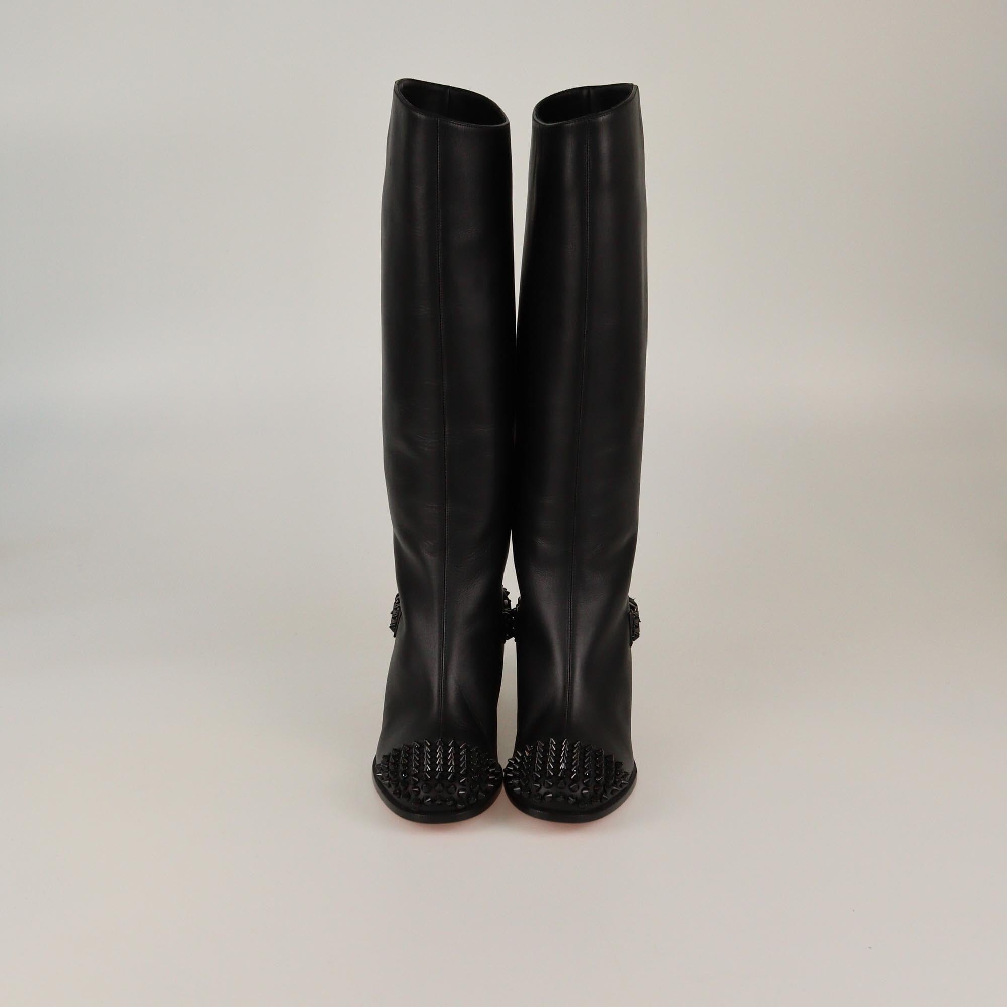 Christian Louboutin Black Spiked Egoutina High Boots Womens Christian Louboutin