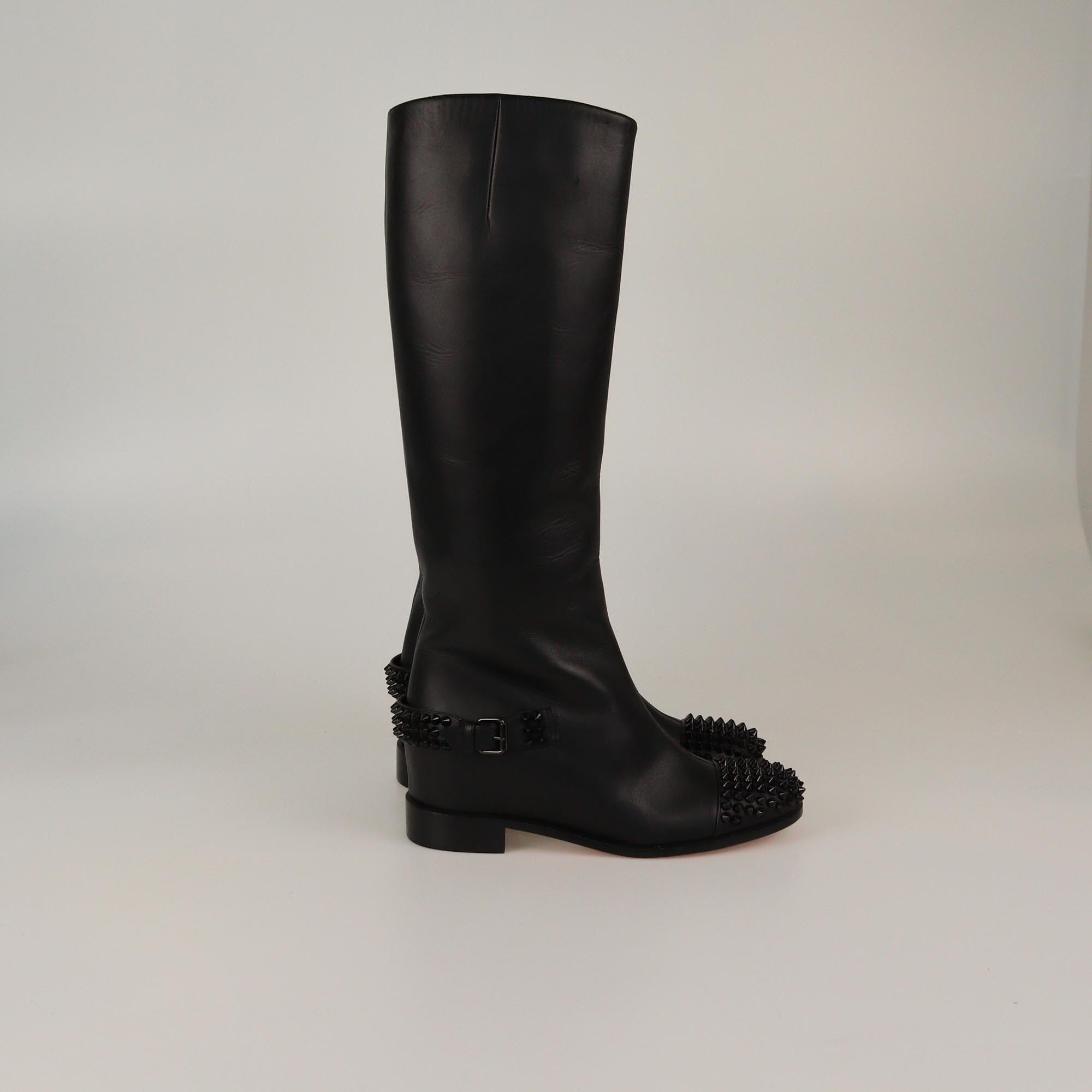 Christian Louboutin Black Spiked Egoutina High Boots Womens Christian Louboutin