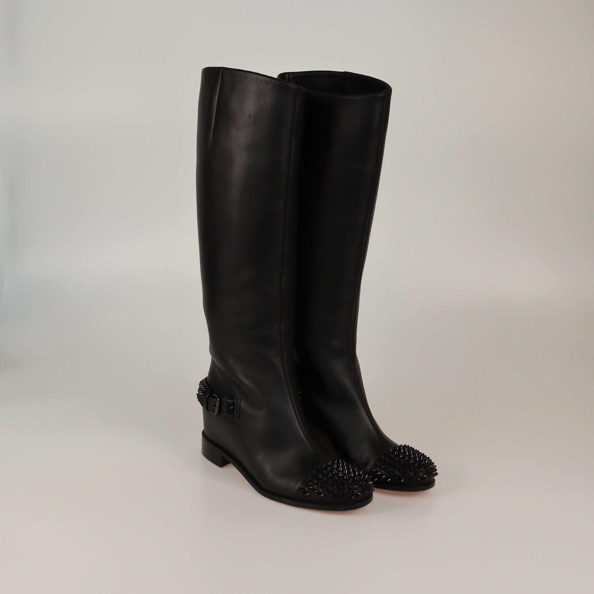 Christian Louboutin Black Spiked Egoutina High Boots Womens Christian Louboutin