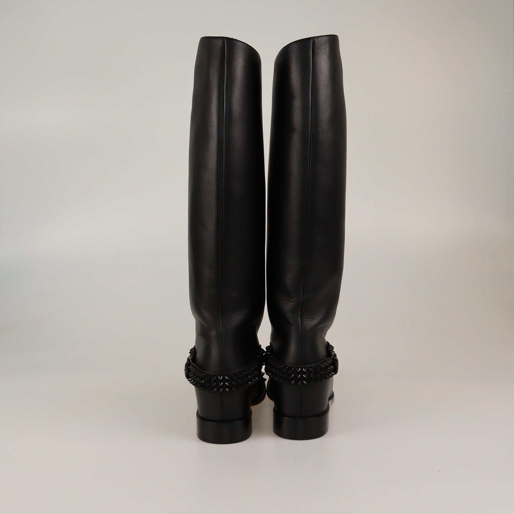 Christian Louboutin Black Spiked Egoutina High Boots Womens Christian Louboutin