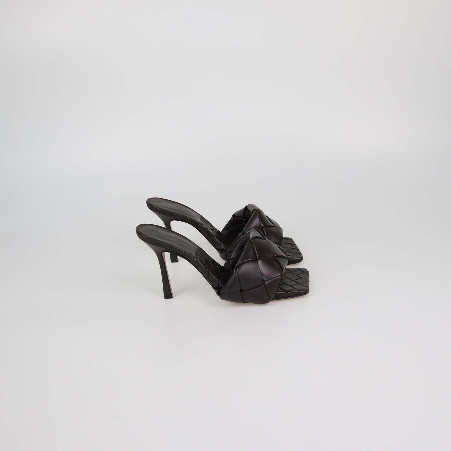 Bottega Veneta Dark Brown Intrecciato Leather Lido Slide Sandals
