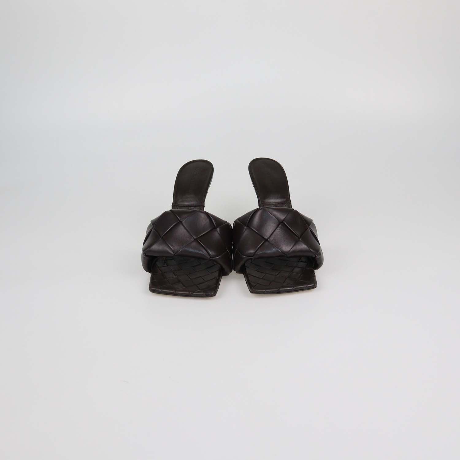 Bottega Veneta Dark Brown Intrecciato Leather Lido Slide Sandals