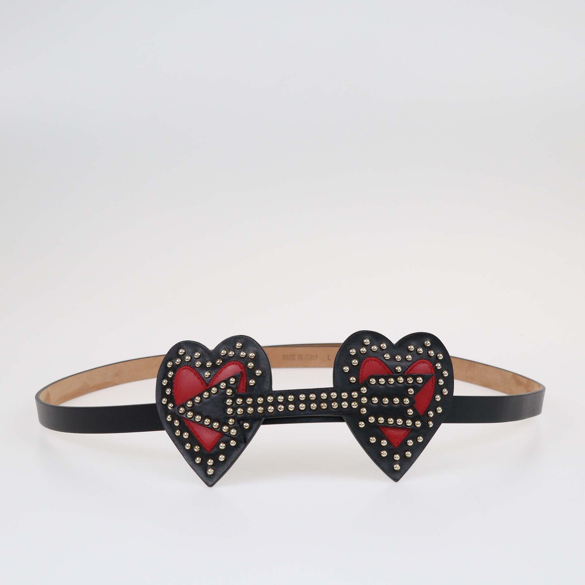 Red Valentino Black Hearts Signs Logo Slim Belt L Accessories Red Valentino