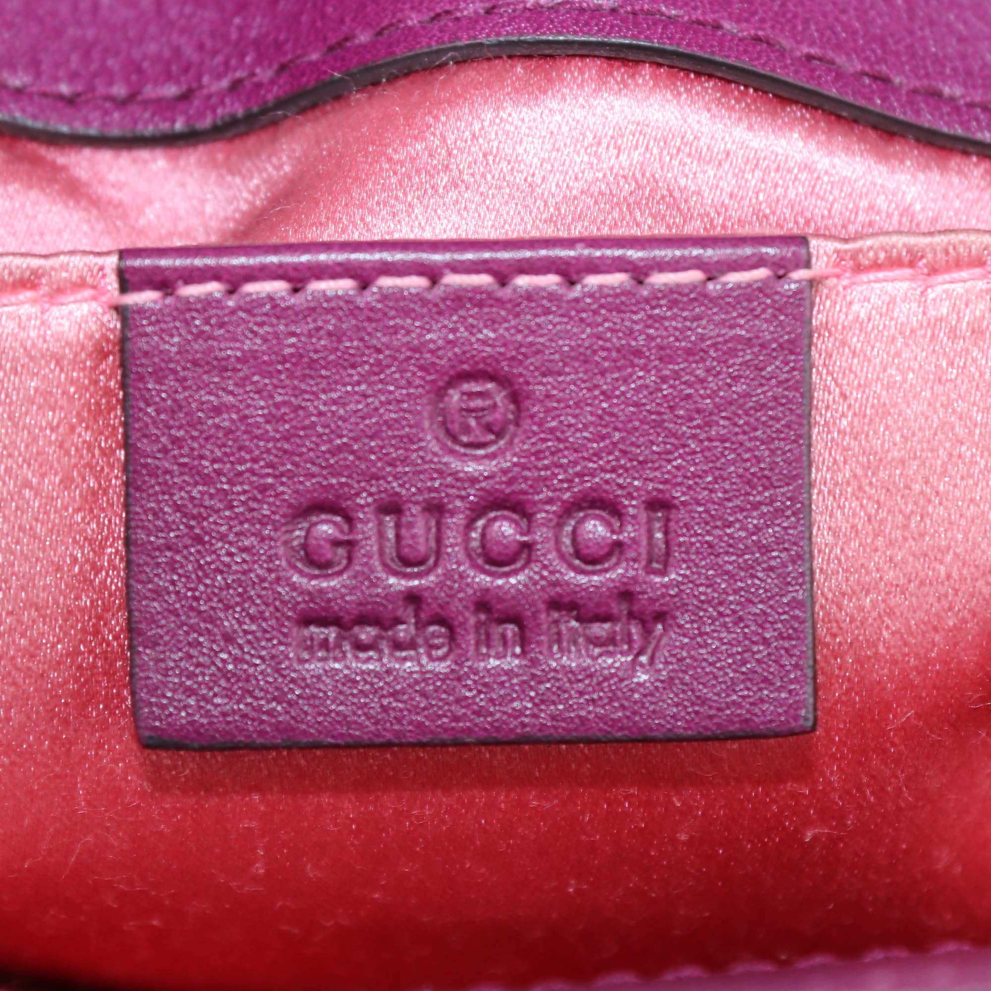 Gucci Magenta Matelasse Velvet Small Crystal Embellished GG Marmont Shoulder Bag
