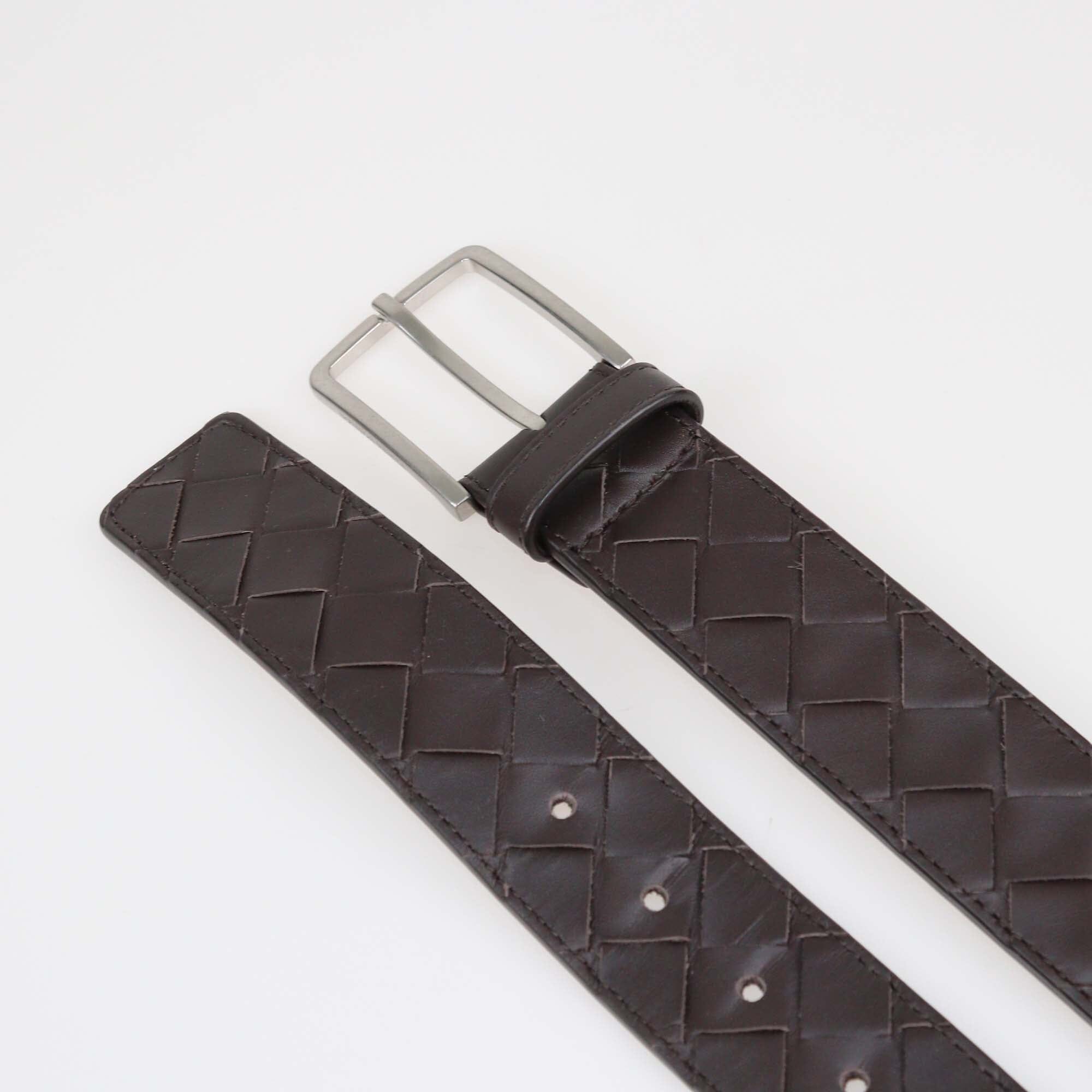 Bottega Veneta Cacao Intrecciato Belt Mens Bottega Veneta