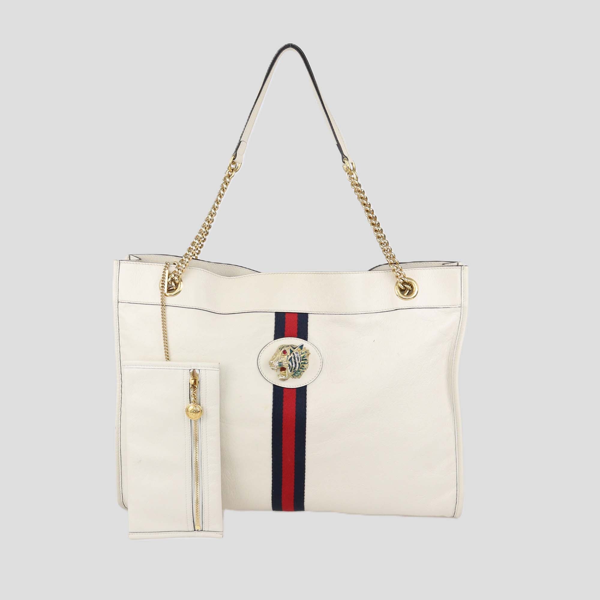 Gucci Off White Leather Large Rajah Tote