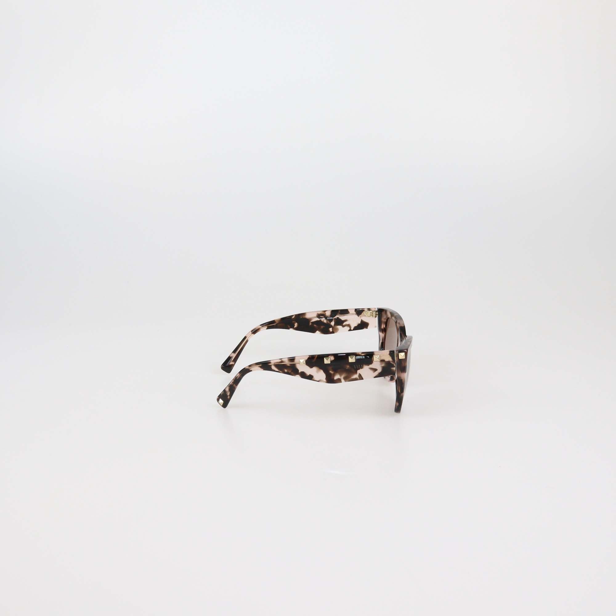 Valentino Brown Havana Gradient Rockstud Square Sunglasses