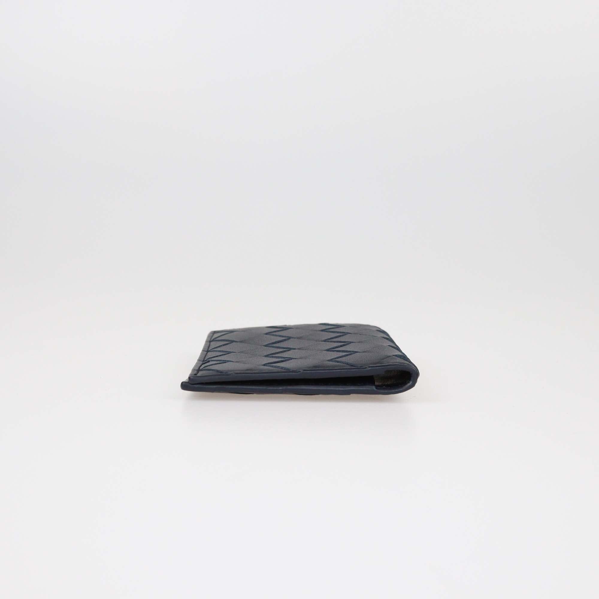 Bottega Veneta Navy Blue Intrecciato Flap Card Case Mens Bottega Veneta