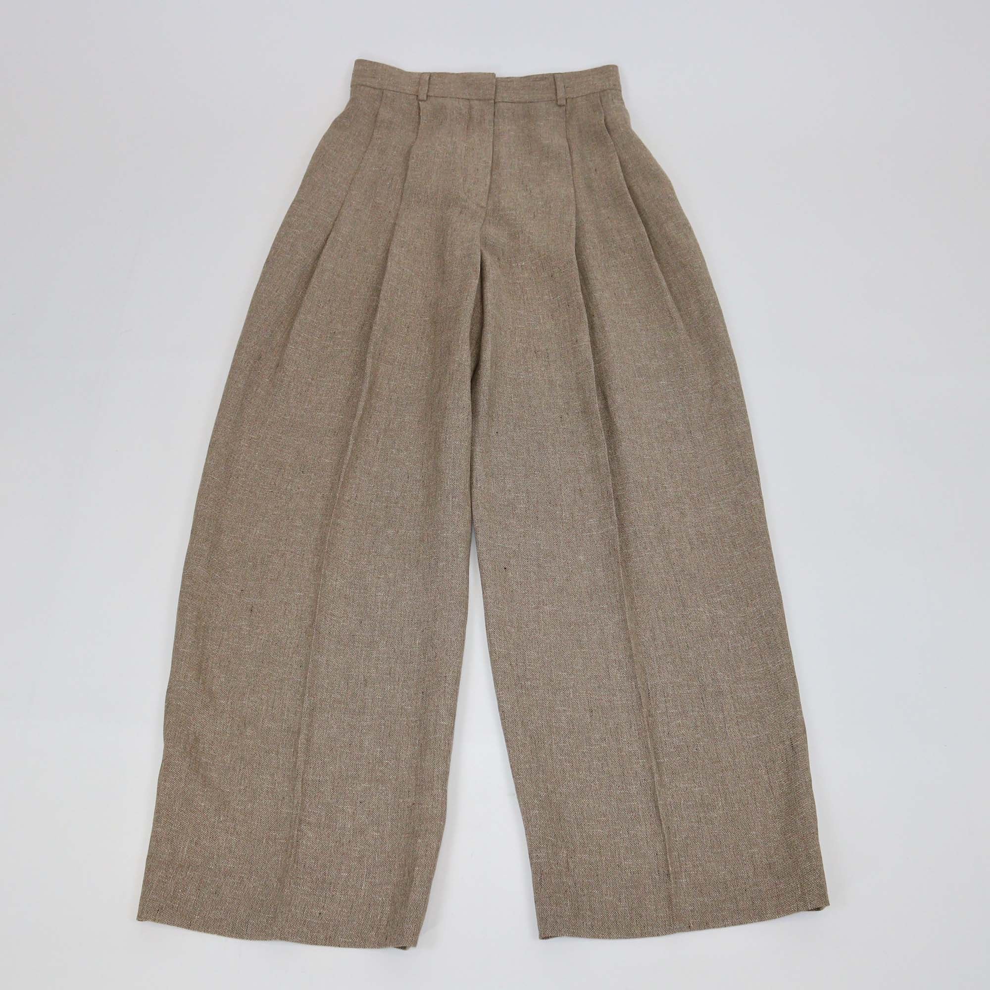 Loro Piana Brown Linen Kurt Sartorial Wide Leg Trouser
