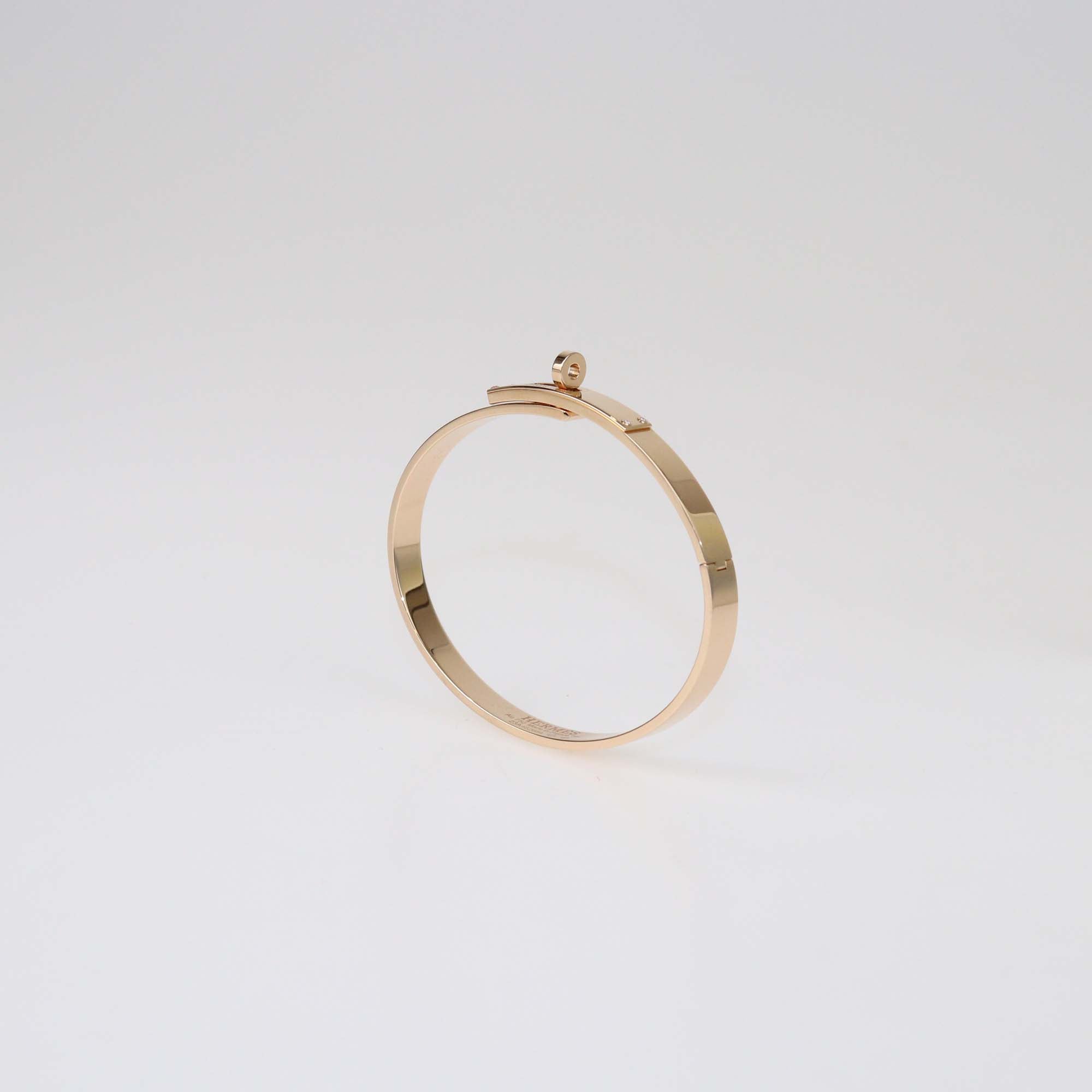 Hermes Kelly Diamond 18k Rose Gold Bracelet