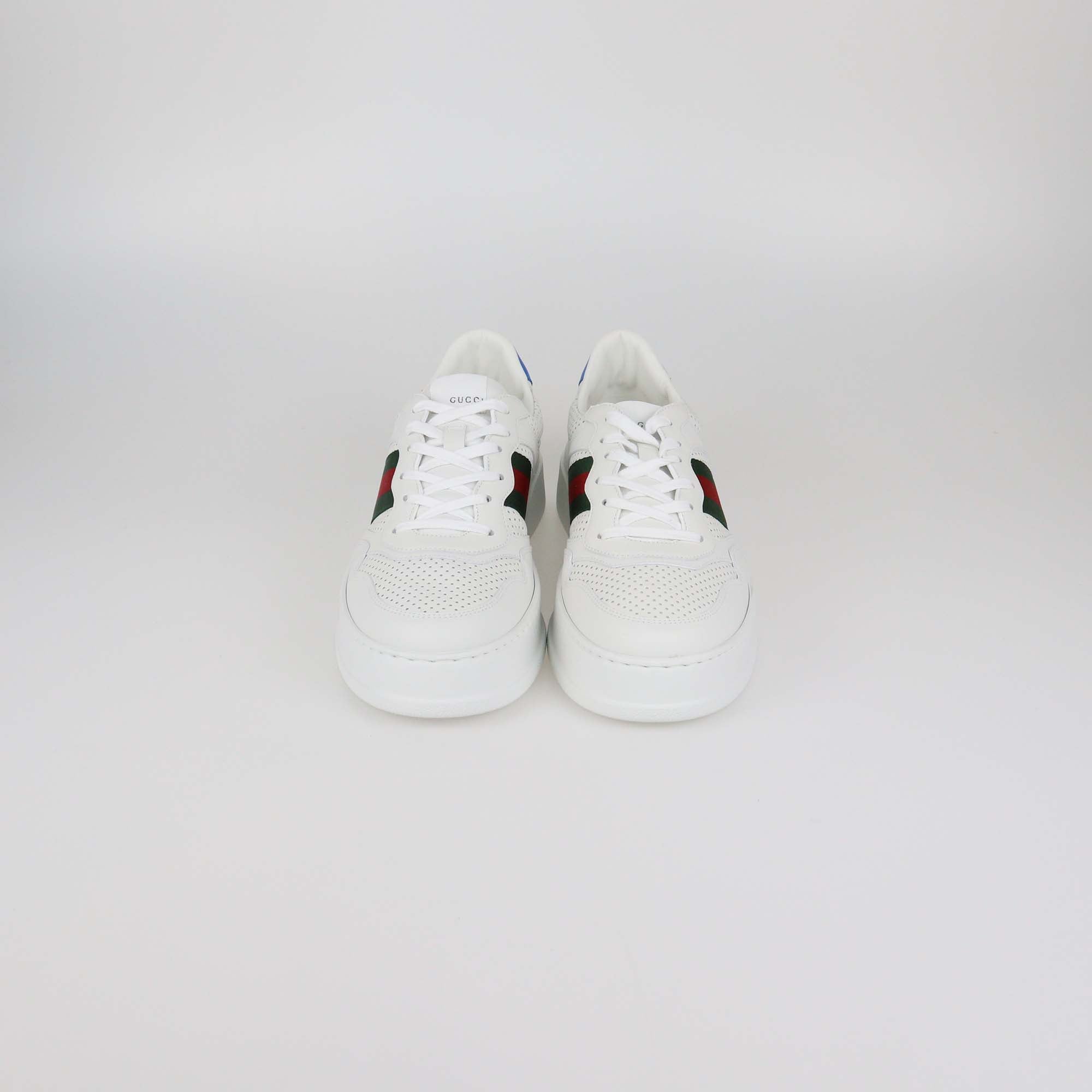 Gucci White/Blue Leather GG Web Chunky Sneakers