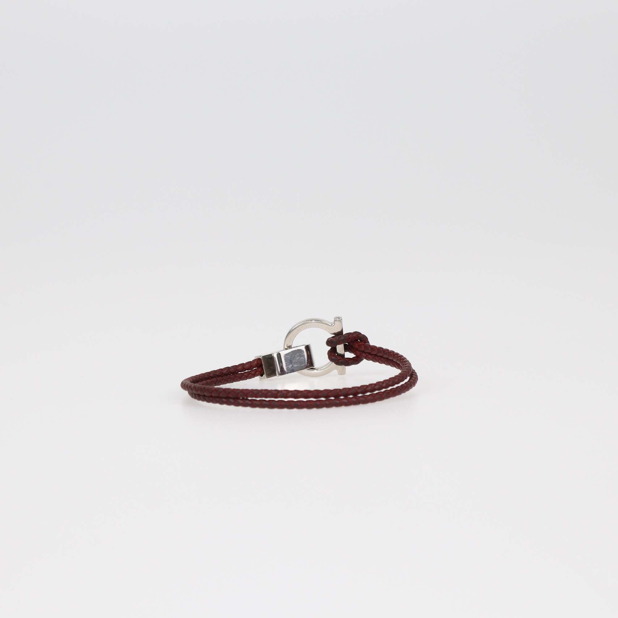 Salvatore Ferragamo Dark Red Braided Bracelet Womens Salvatore Ferragamo