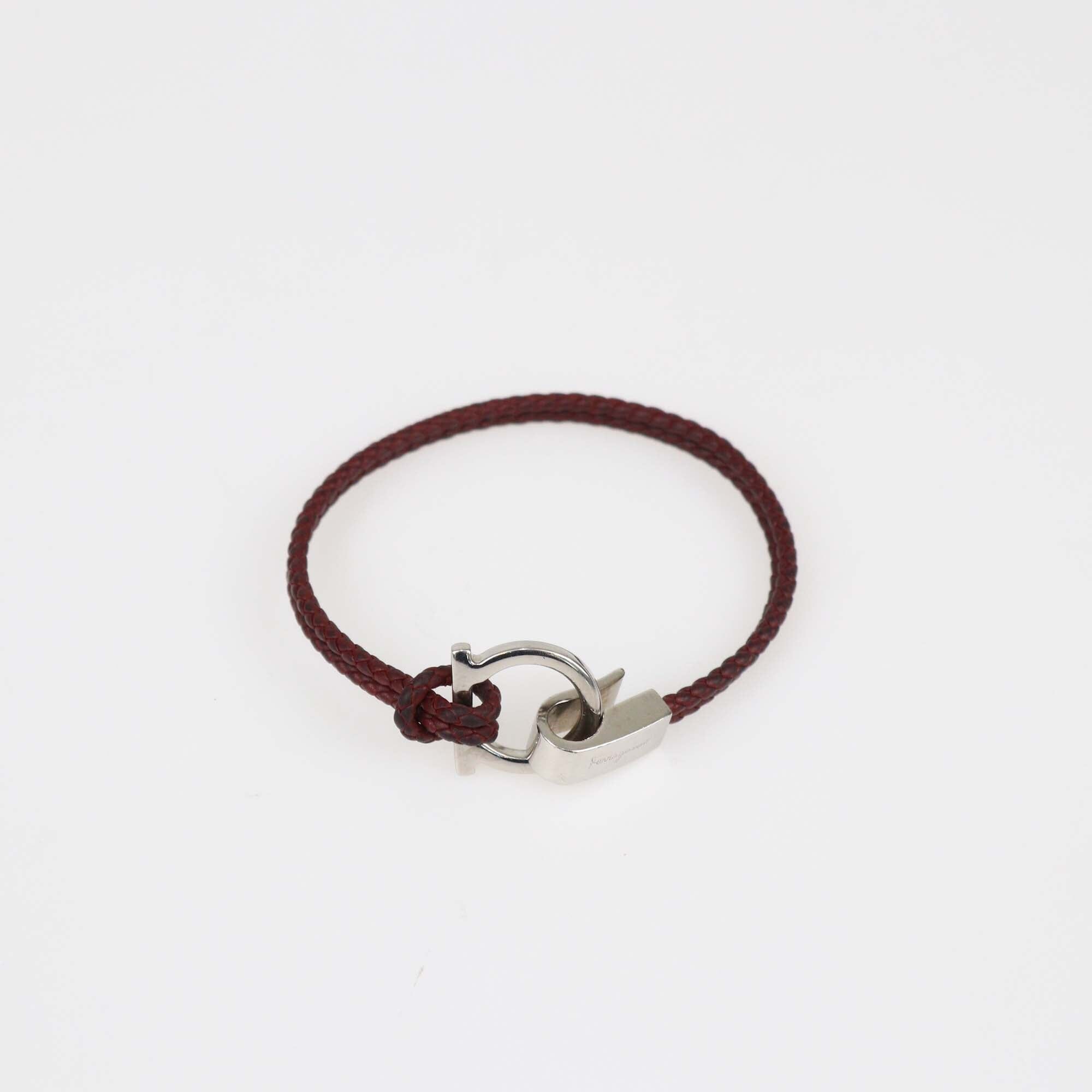 Salvatore Ferragamo Dark Red Braided Bracelet Womens Salvatore Ferragamo