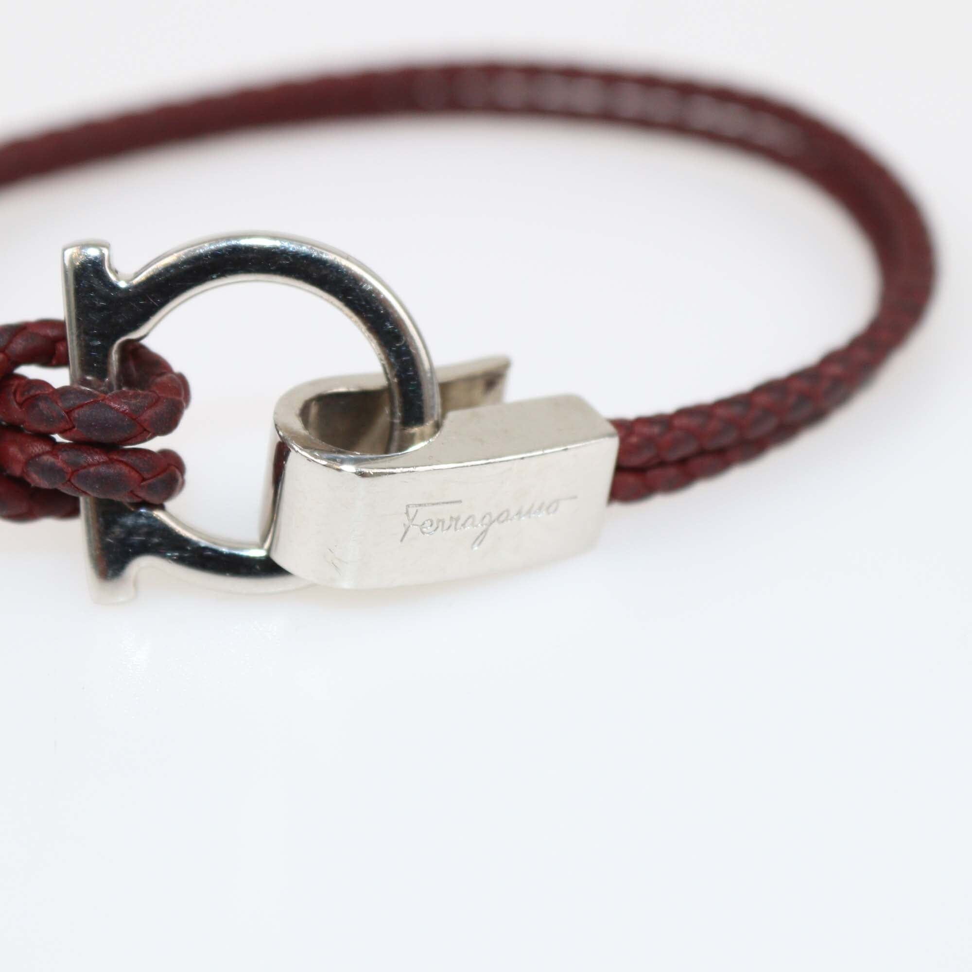 Salvatore Ferragamo Dark Red Braided Bracelet Womens Salvatore Ferragamo