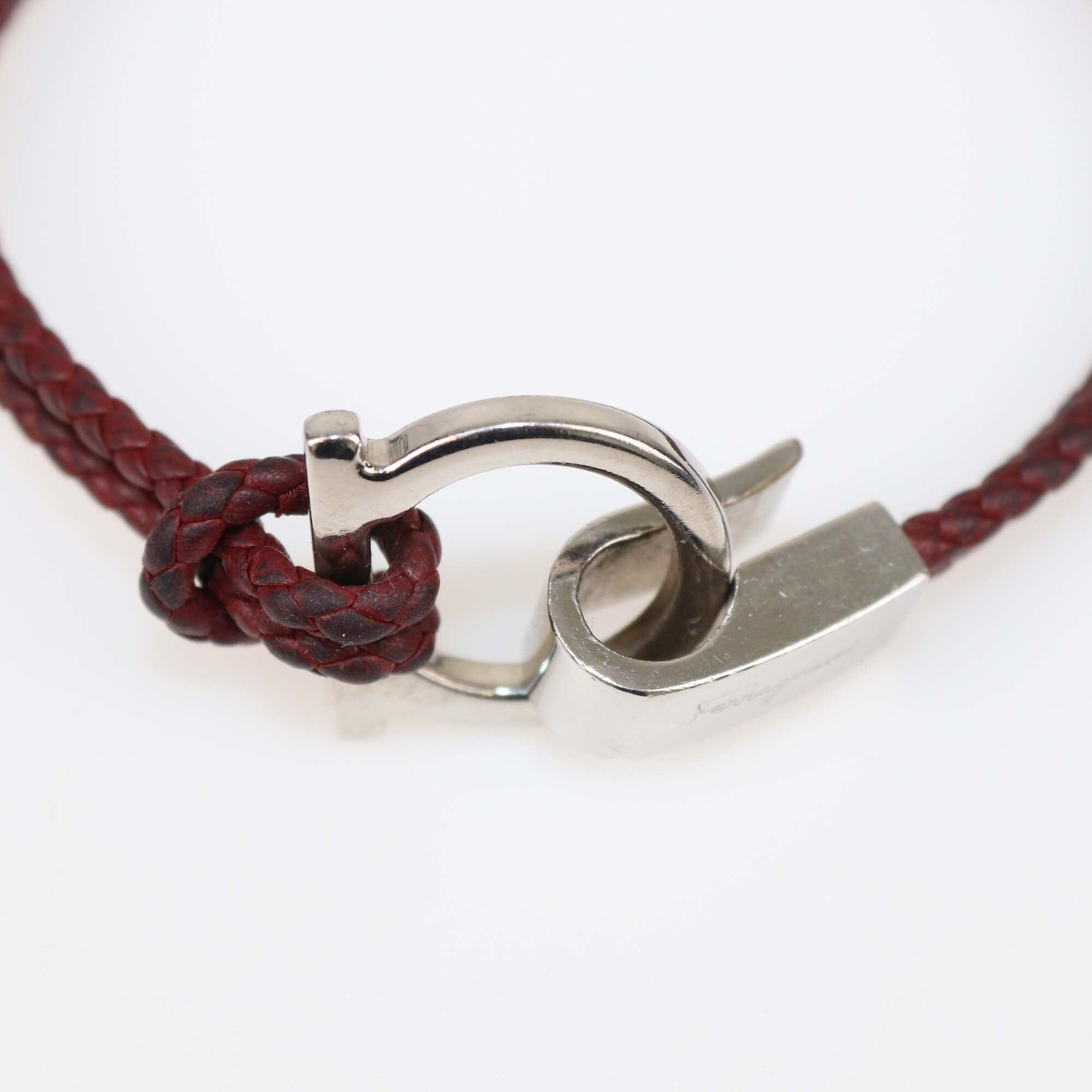 Salvatore Ferragamo Dark Red Braided Bracelet Womens Salvatore Ferragamo