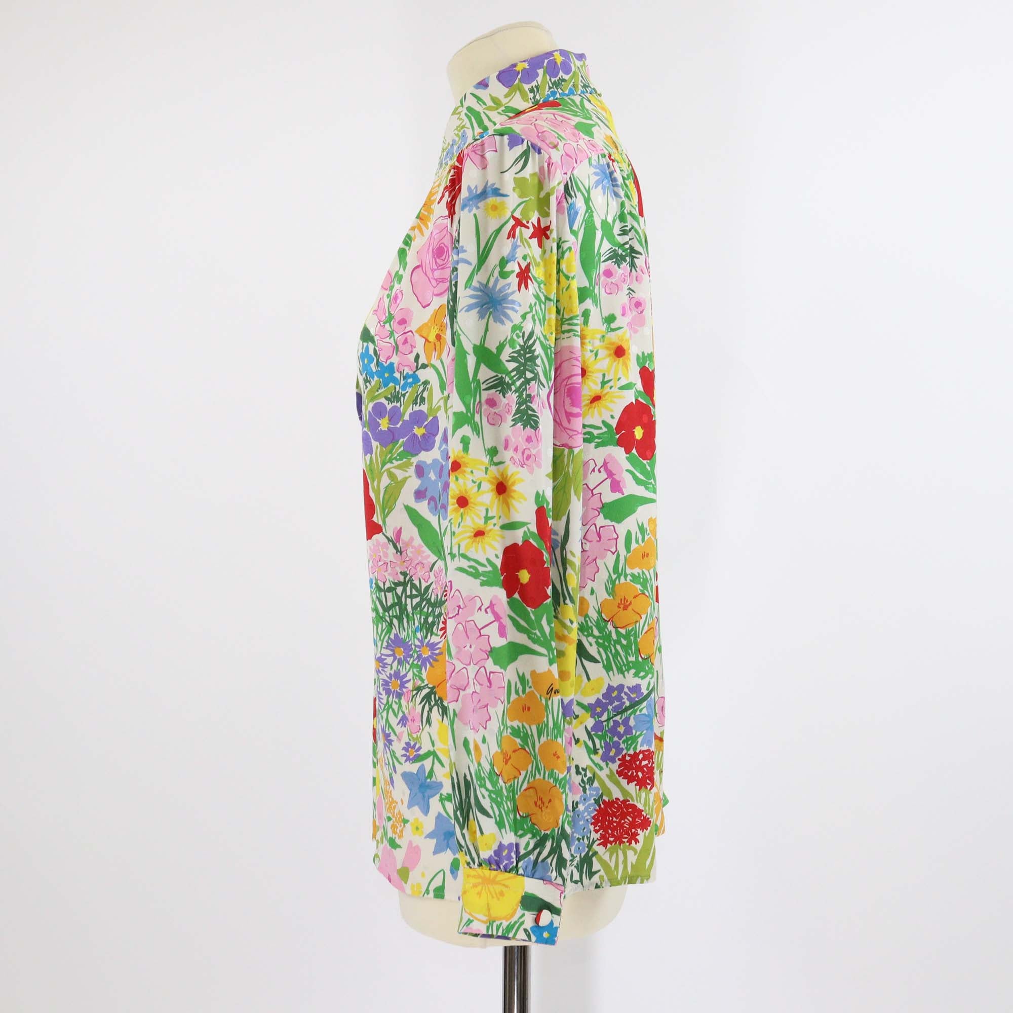 Gucci Multicolor Silk Floral Print Half Button Shirt