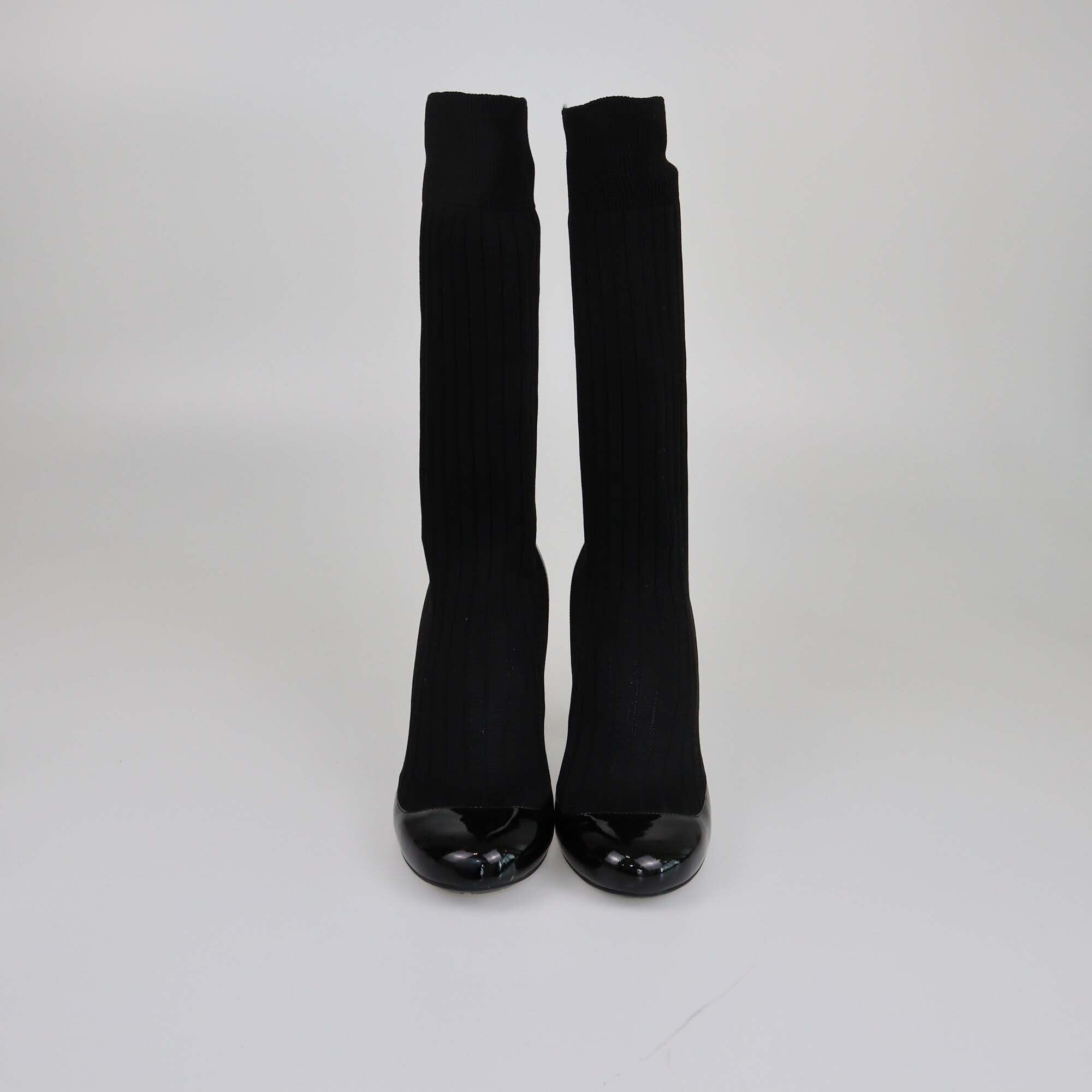 Chanel Black Sock Pumps Womens Chanel
