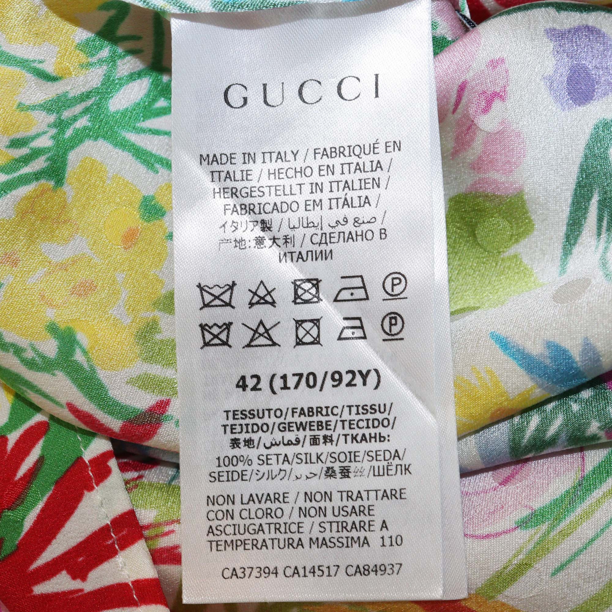 Gucci Multicolor Silk Floral Print Half Button Shirt