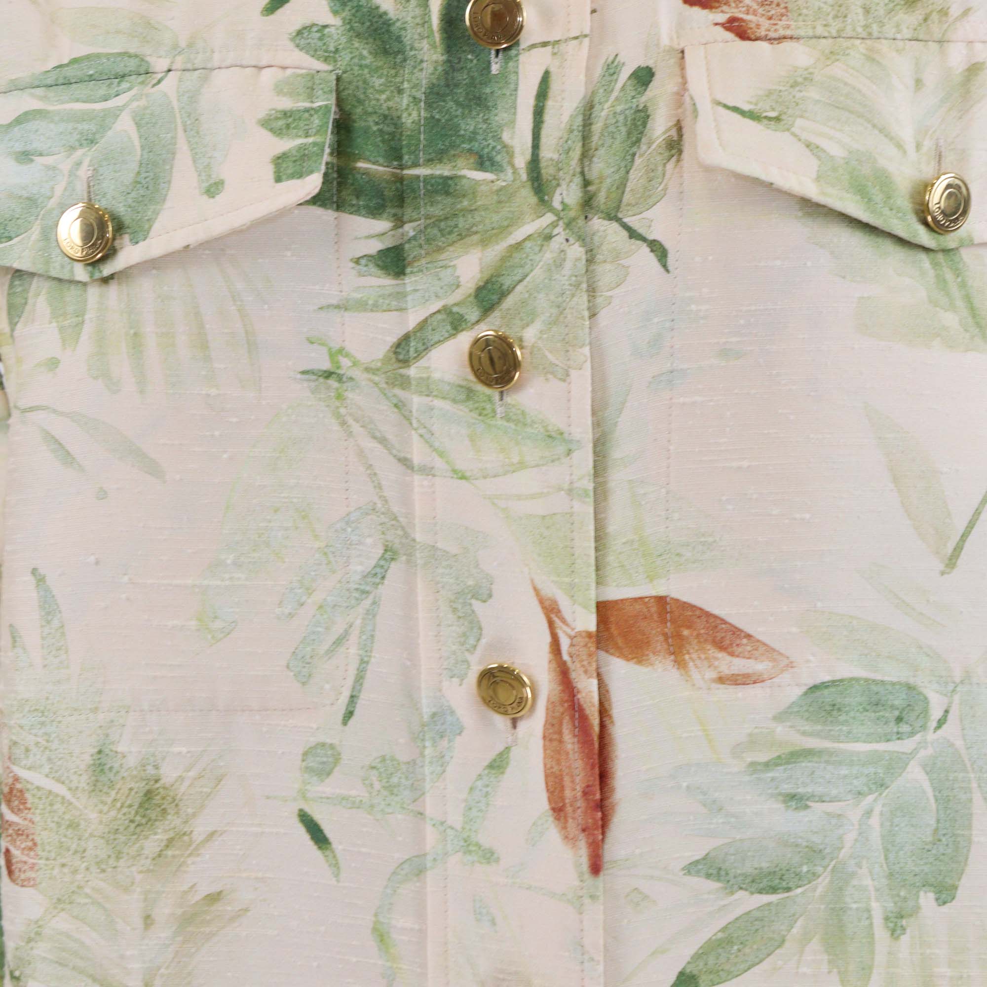 Loro Piana Multicolor Textured Silk Febe Botanical Print Blouse