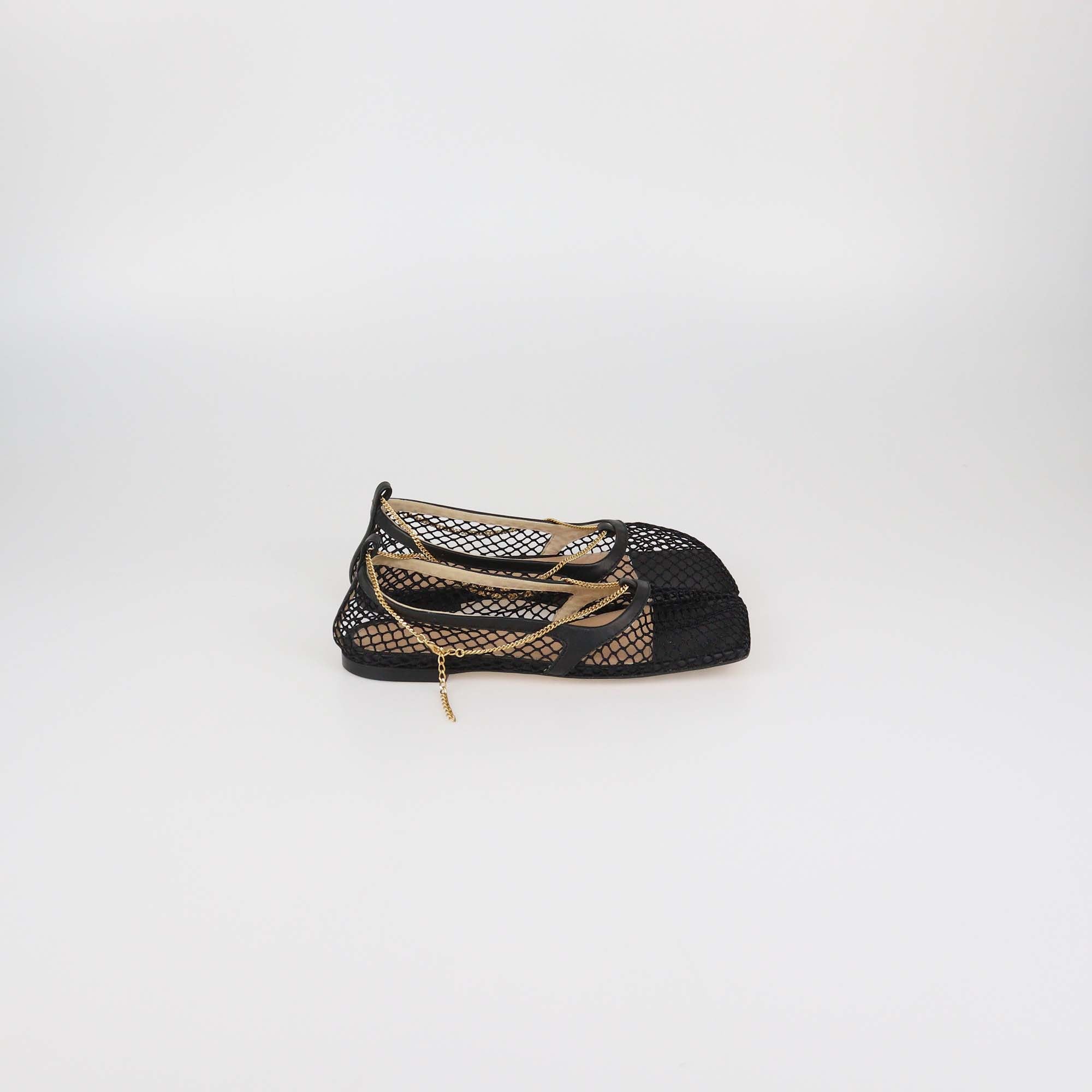 Bottega Veneta Black Mesh Stretch Ballet Flats
