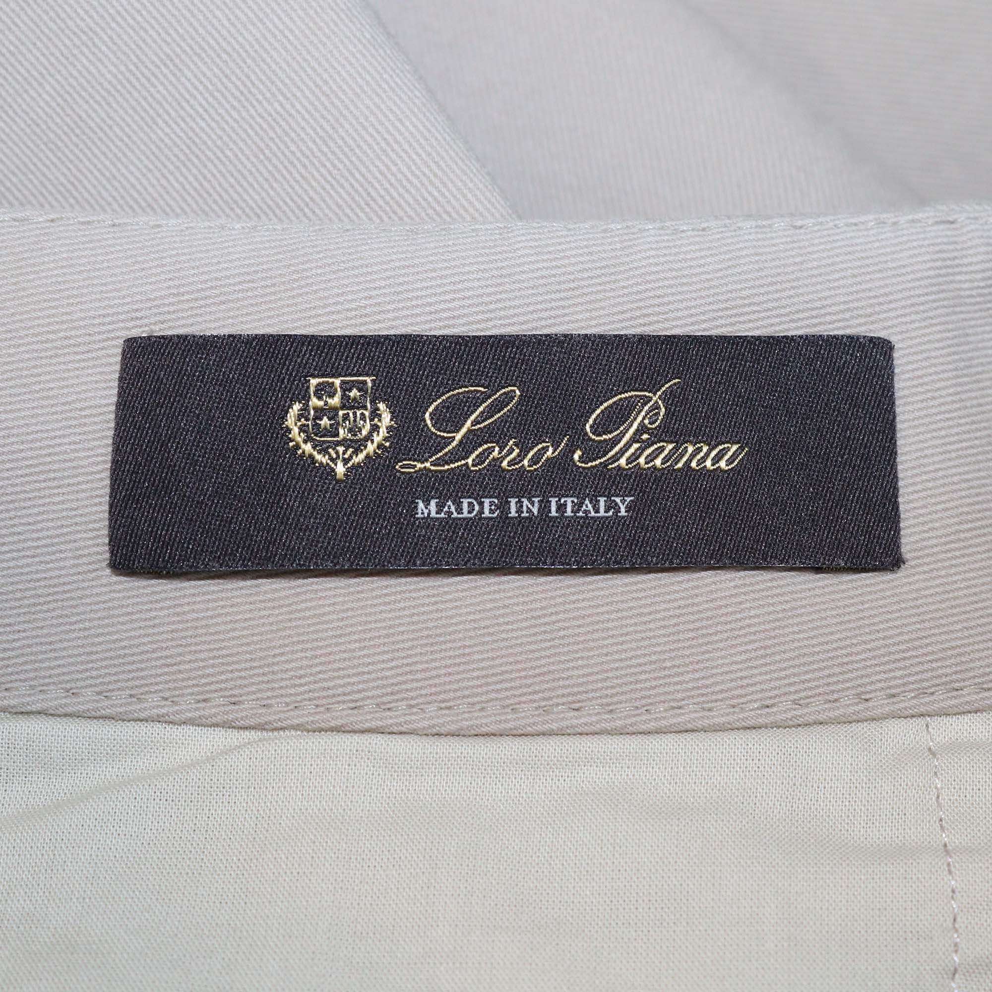 Loro Piana Beige Cotton Straight Leg Pants