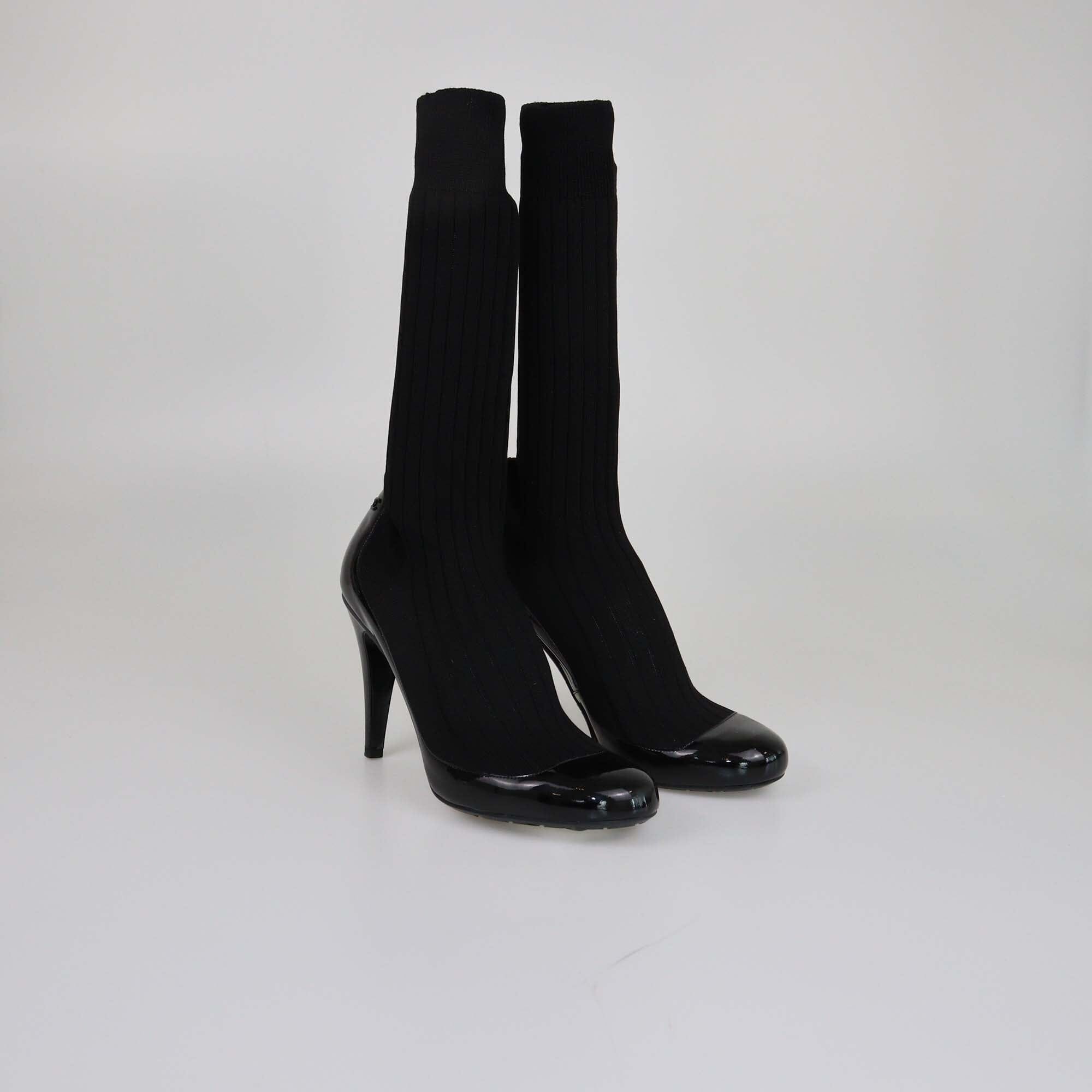 Chanel Black Sock Pumps Womens Chanel