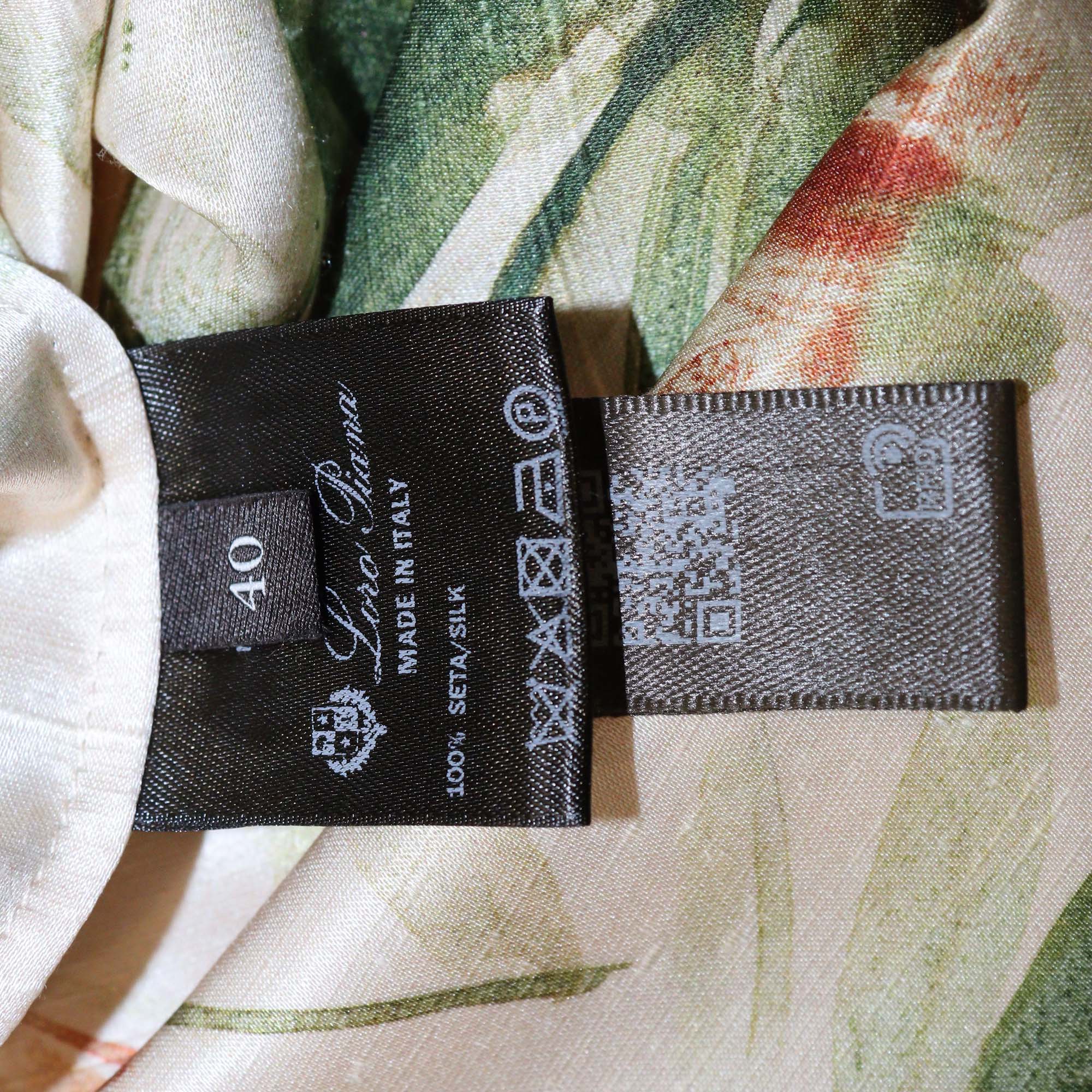 Loro Piana Multicolor Textured Silk Febe Botanical Print Blouse