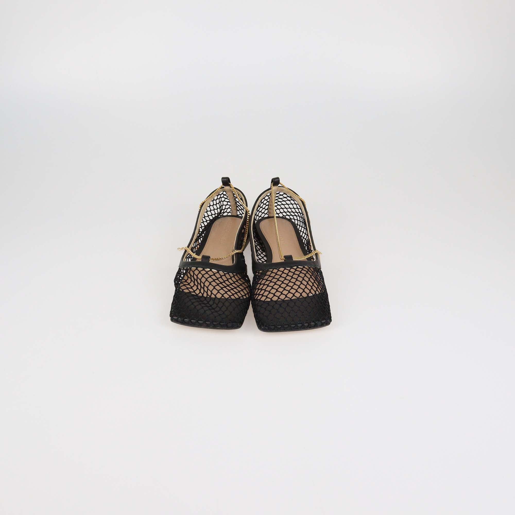 Bottega Veneta Black Mesh Stretch Ballet Flats