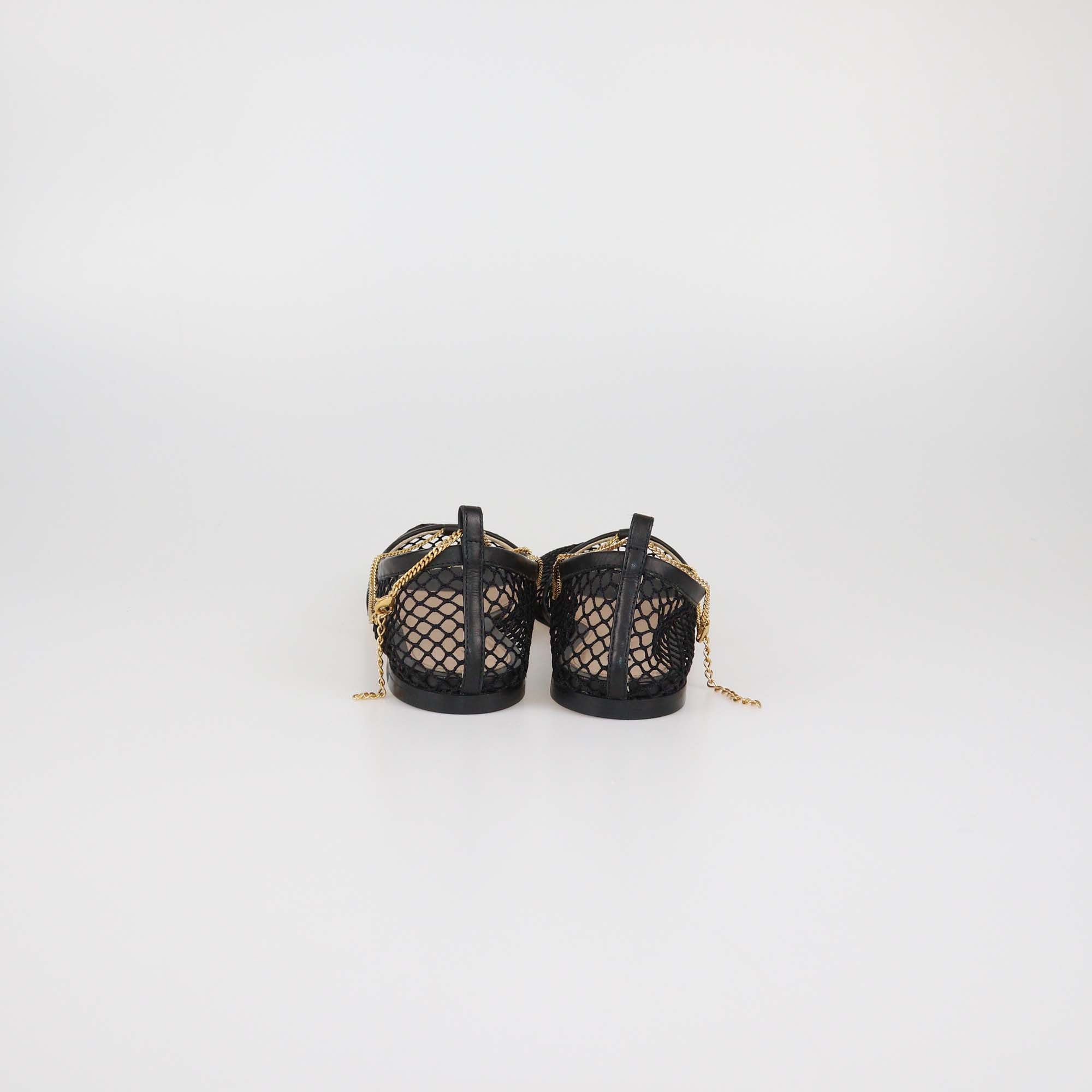 Bottega Veneta Black Mesh Stretch Ballet Flats