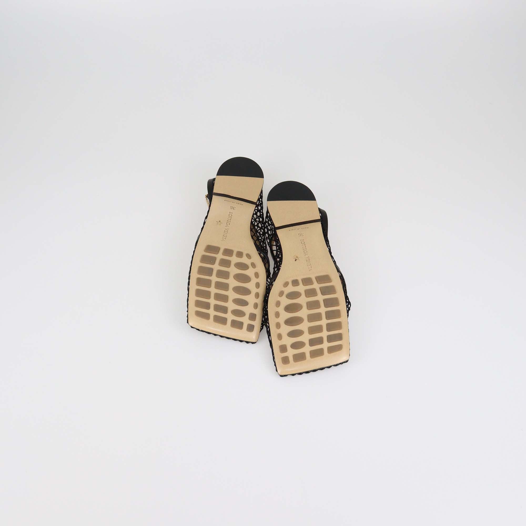 Bottega Veneta Black Mesh Stretch Ballet Flats