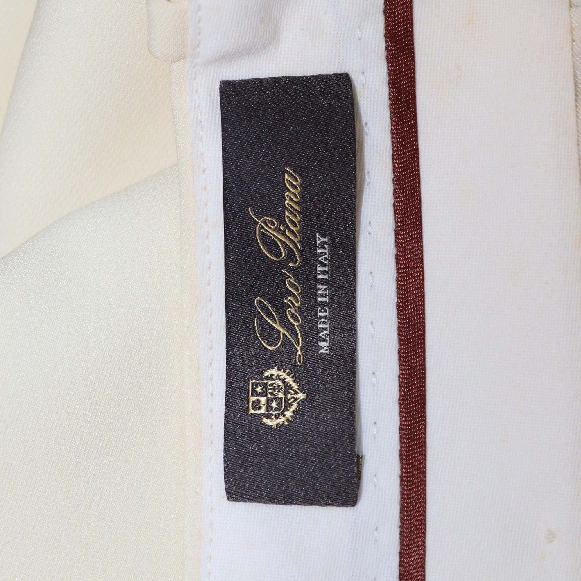 Loro Piana Cream Wool SIlk Blend Wide Leg Trouser