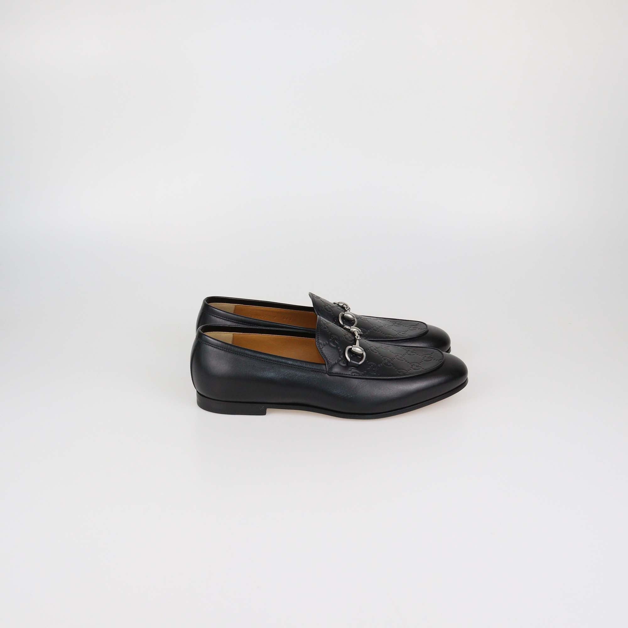 Gucci Black Guccissima Leather Horsebit Loafers