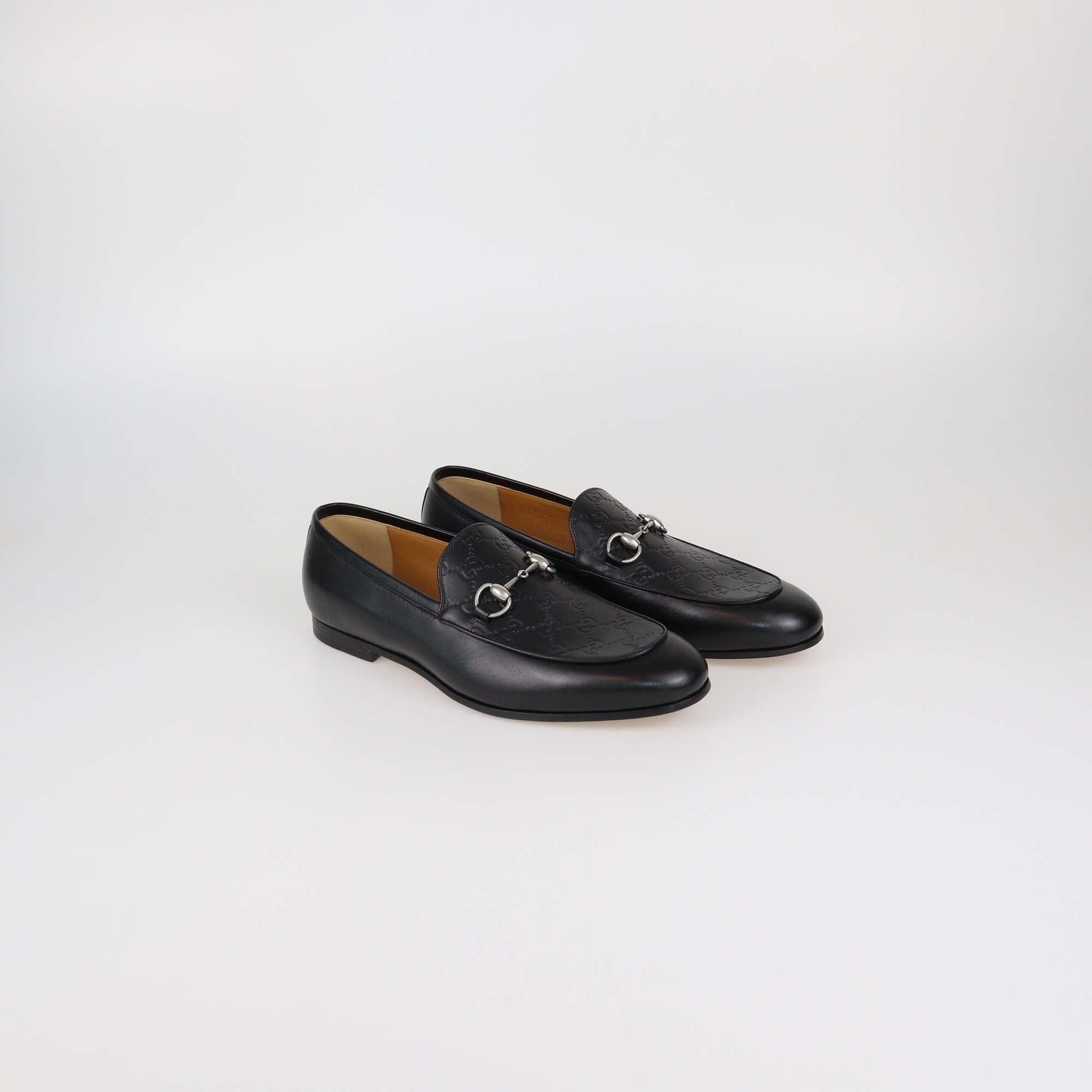 Gucci Black Guccissima Leather Horsebit Loafers