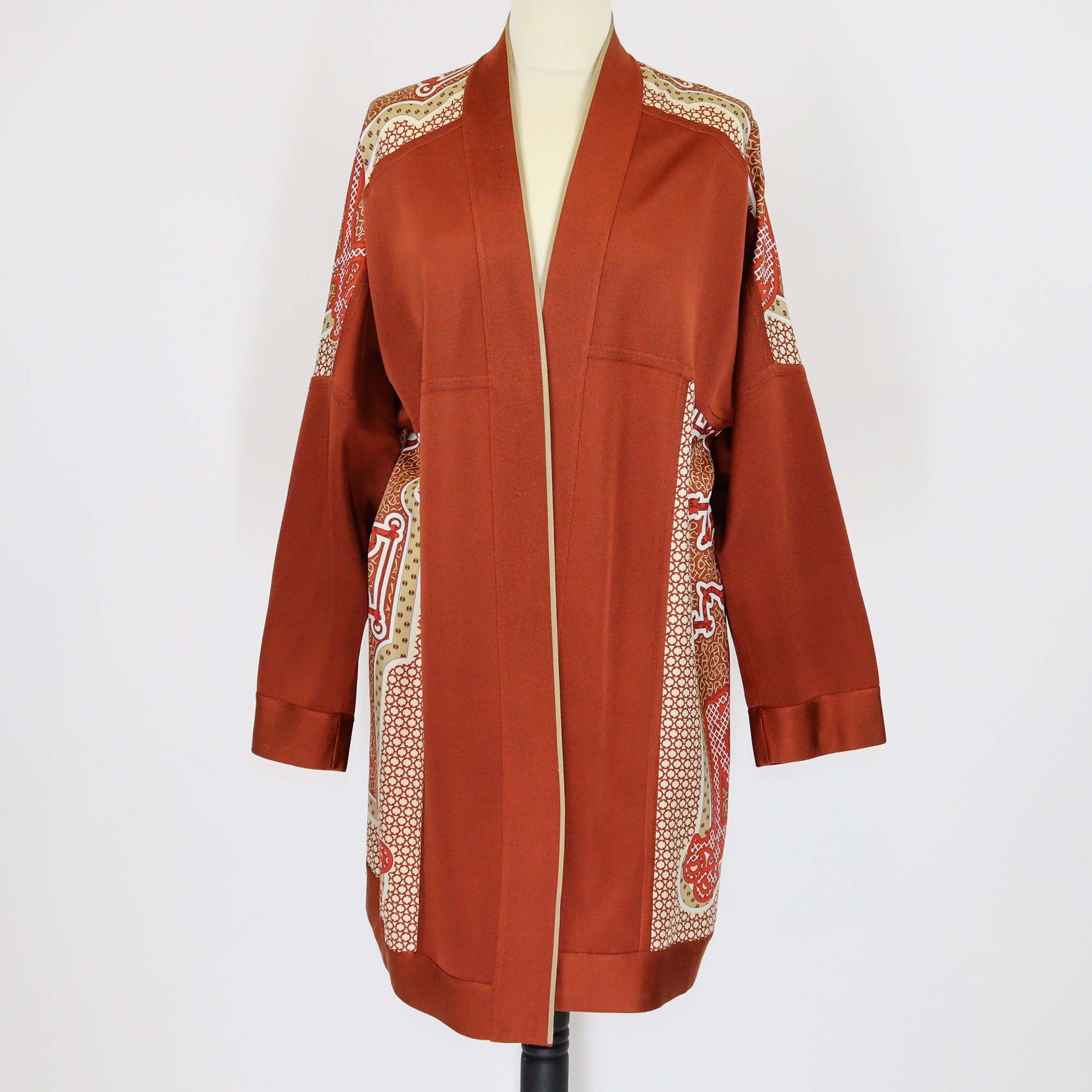 Hermes Cornaline Silk Reine Chaine d'Ancre Print Cardigan