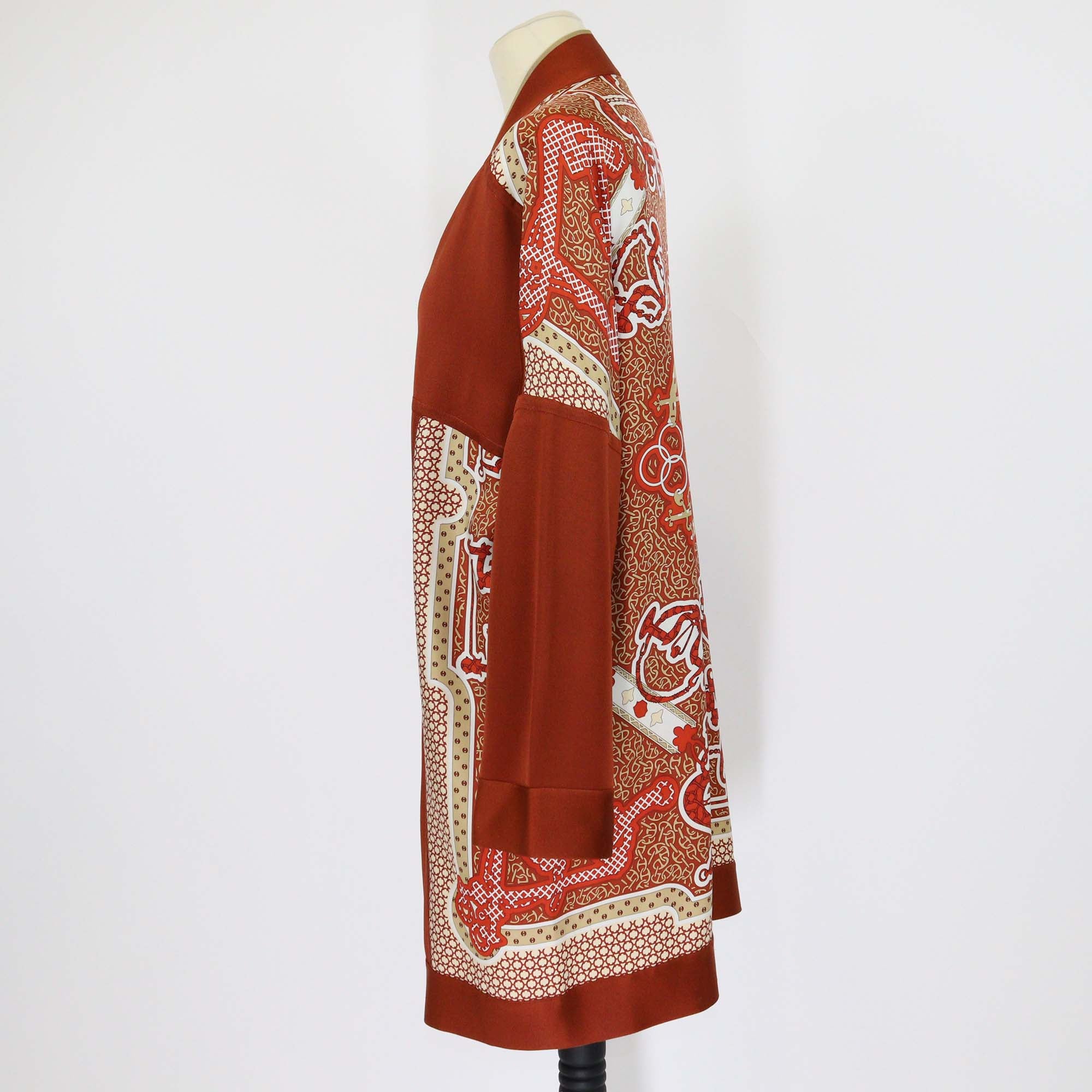 Hermes Cornaline Silk Reine Chaine d'Ancre Print Cardigan