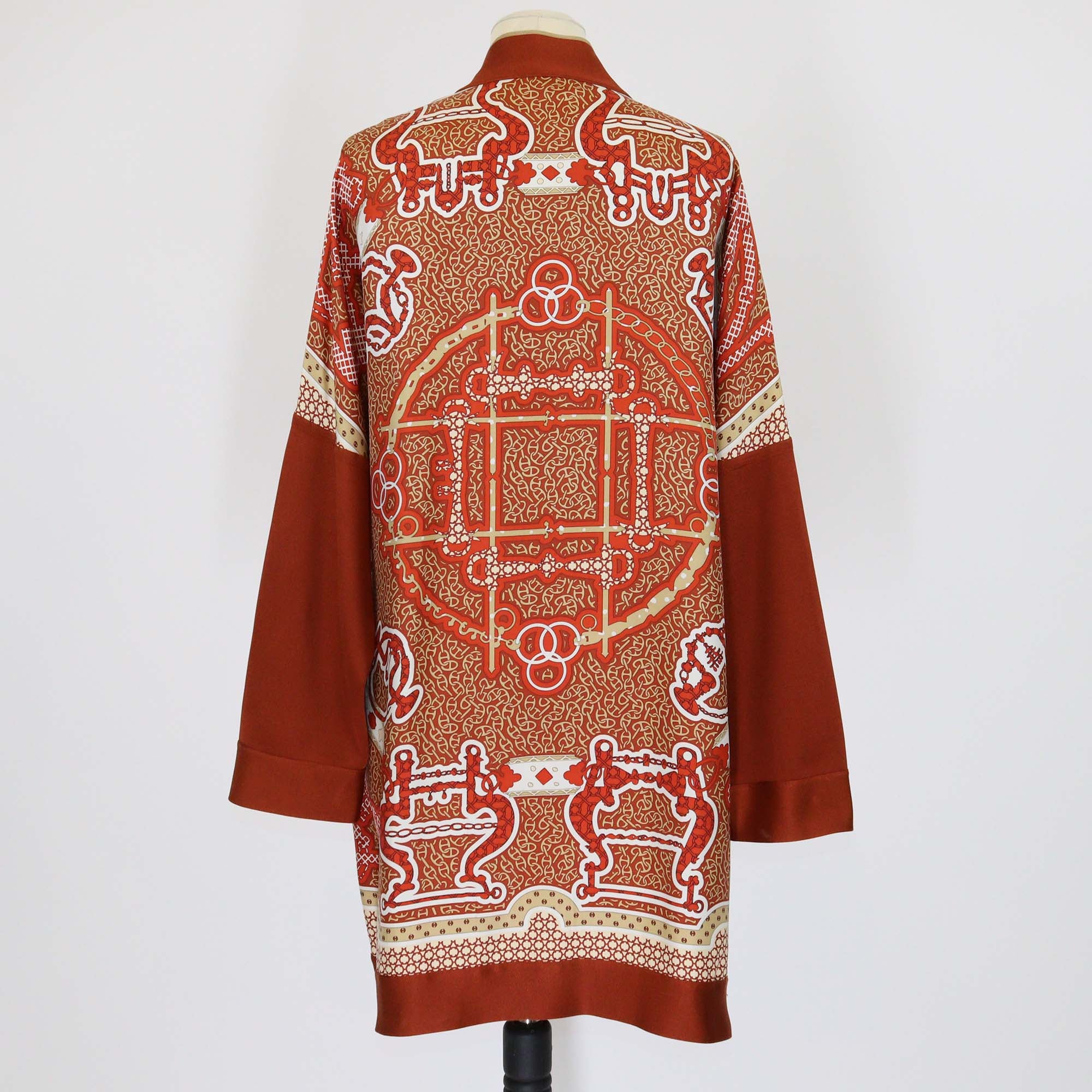 Hermes Cornaline Silk Reine Chaine d'Ancre Print Cardigan