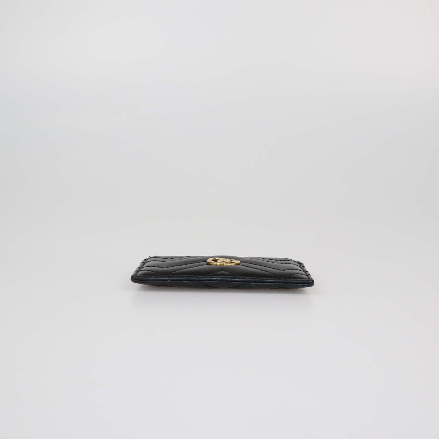 Gucci Black Matelasse Leather GG Marmont Card Holder
