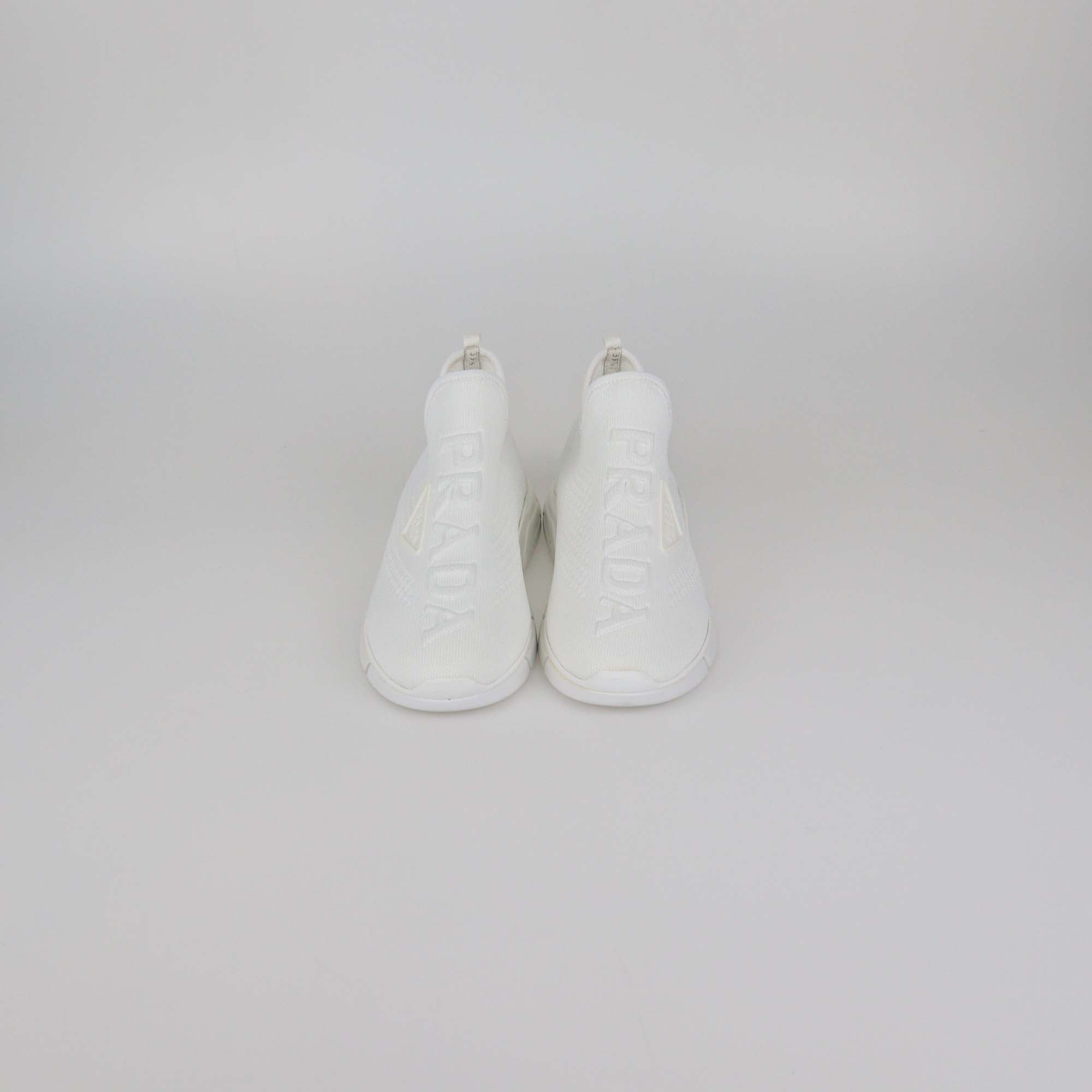 Prada White Knit Fabric Sock Sneakers