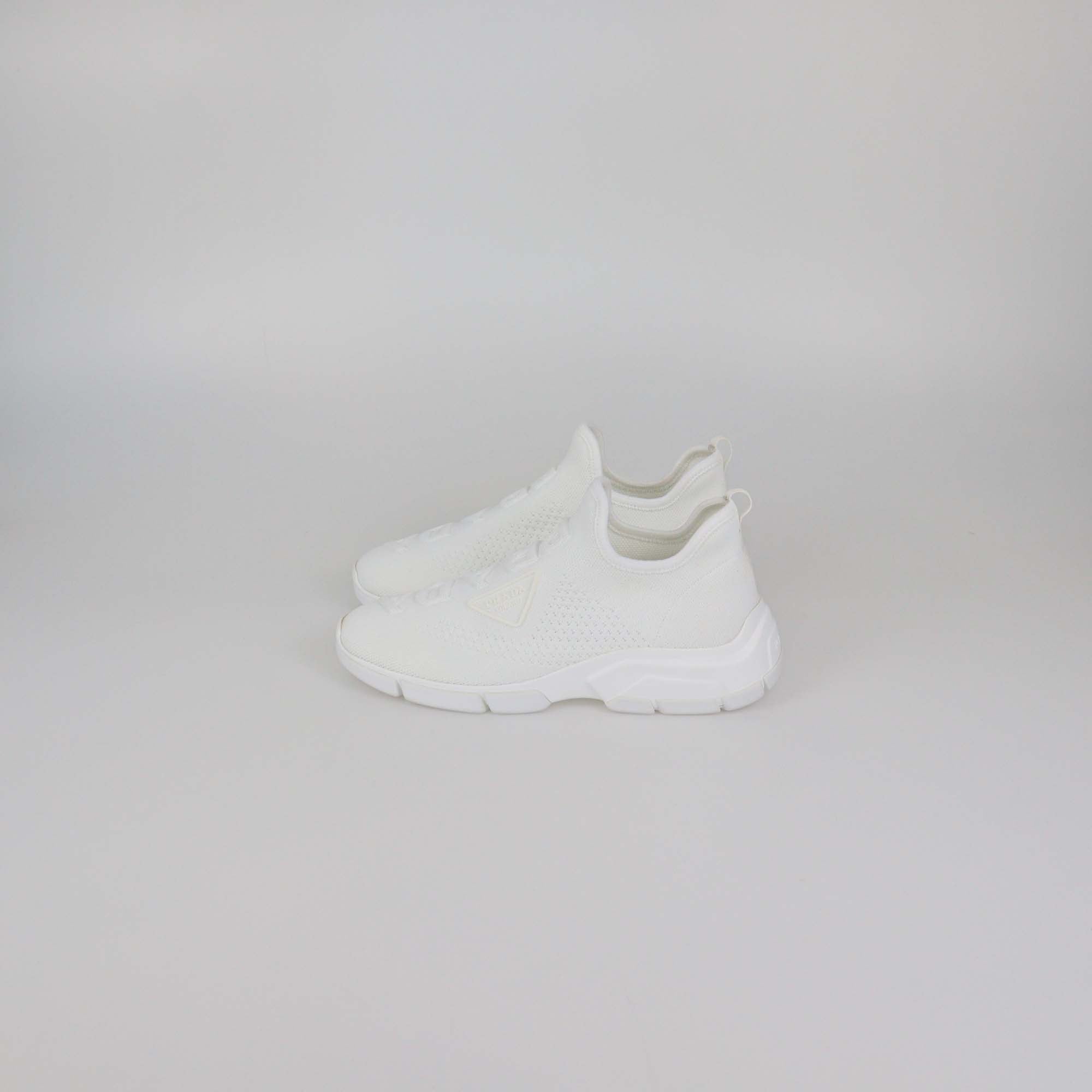 Prada White Knit Fabric Sock Sneakers