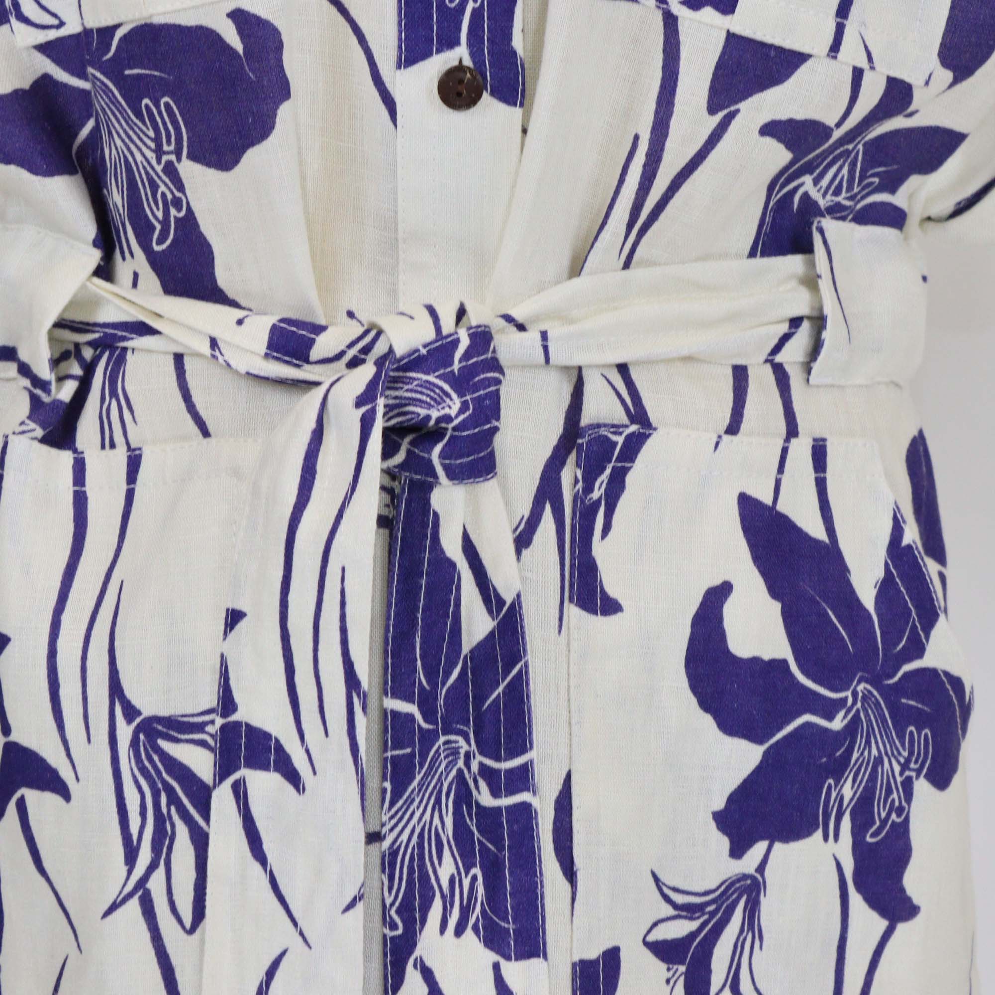 Zimmermann White/Blue Floral- Print Linen Acadian Romper