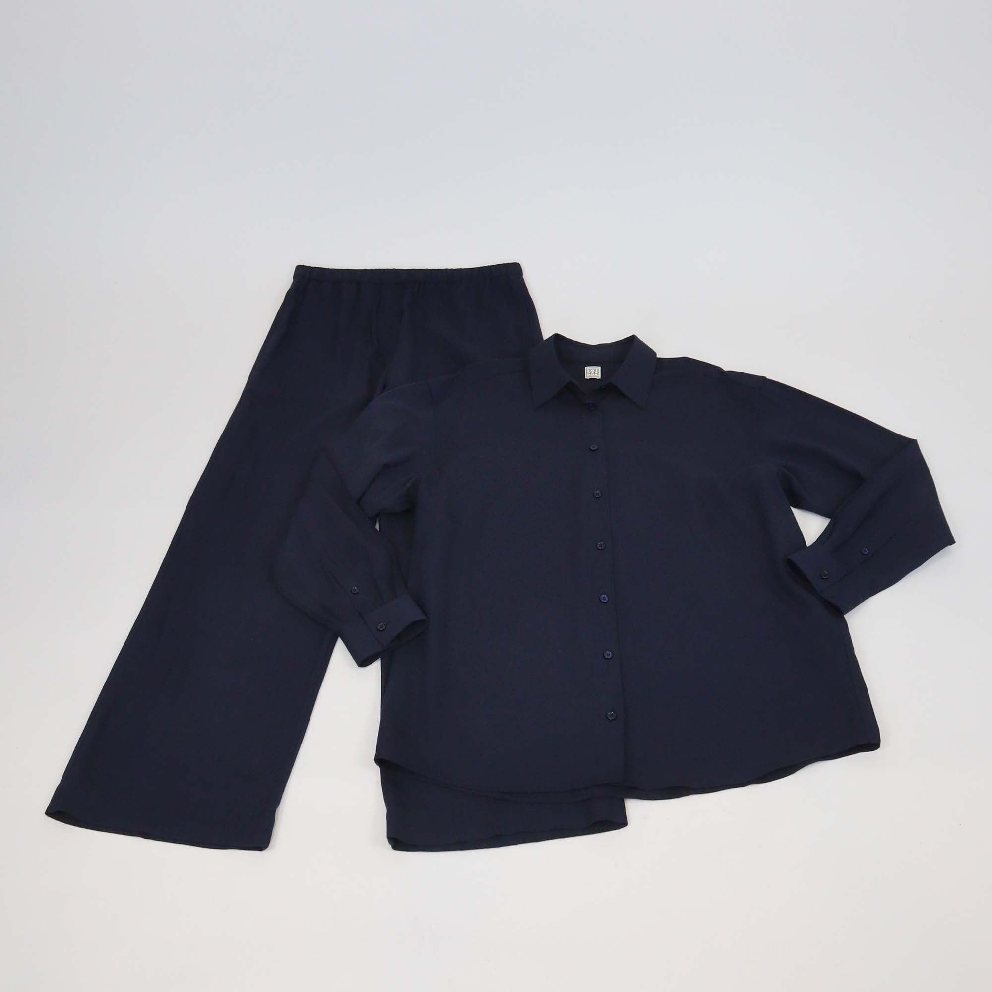 Toteme Navy blue Viscose Classic Fluid Shirt & Pants Set
