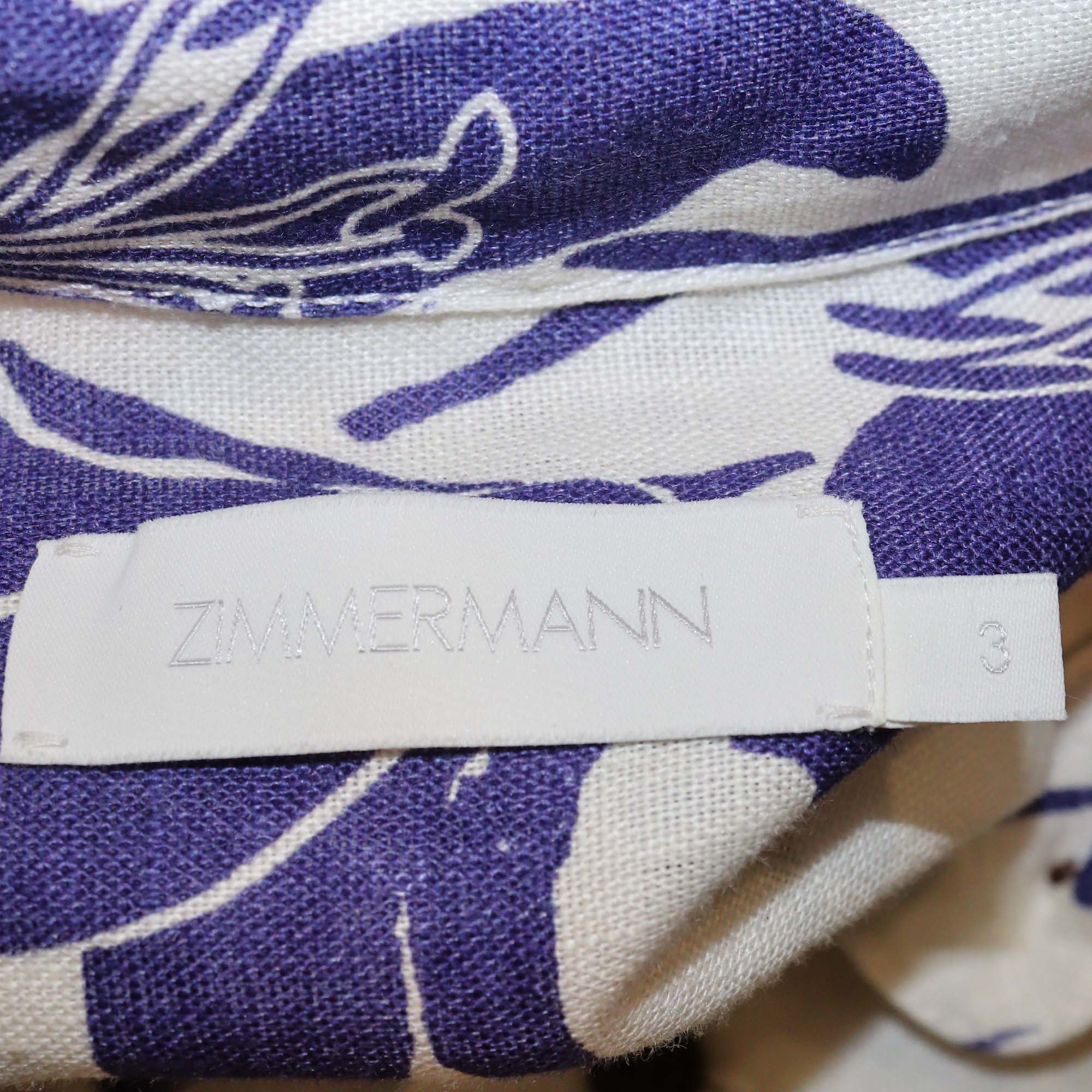 Zimmermann White/Blue Floral- Print Linen Acadian Romper