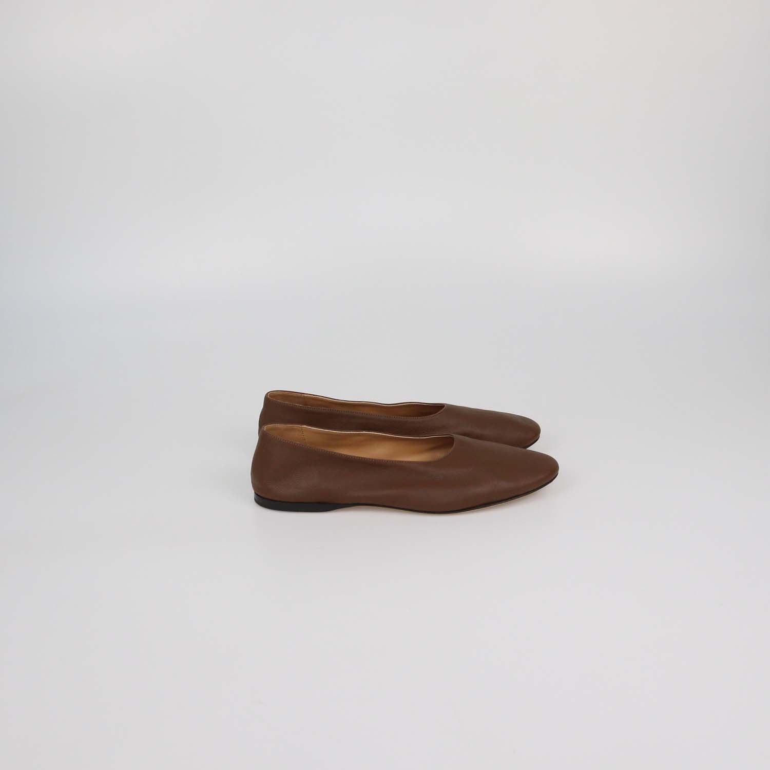 The Row Brown Leather Awar Ballet Flats
