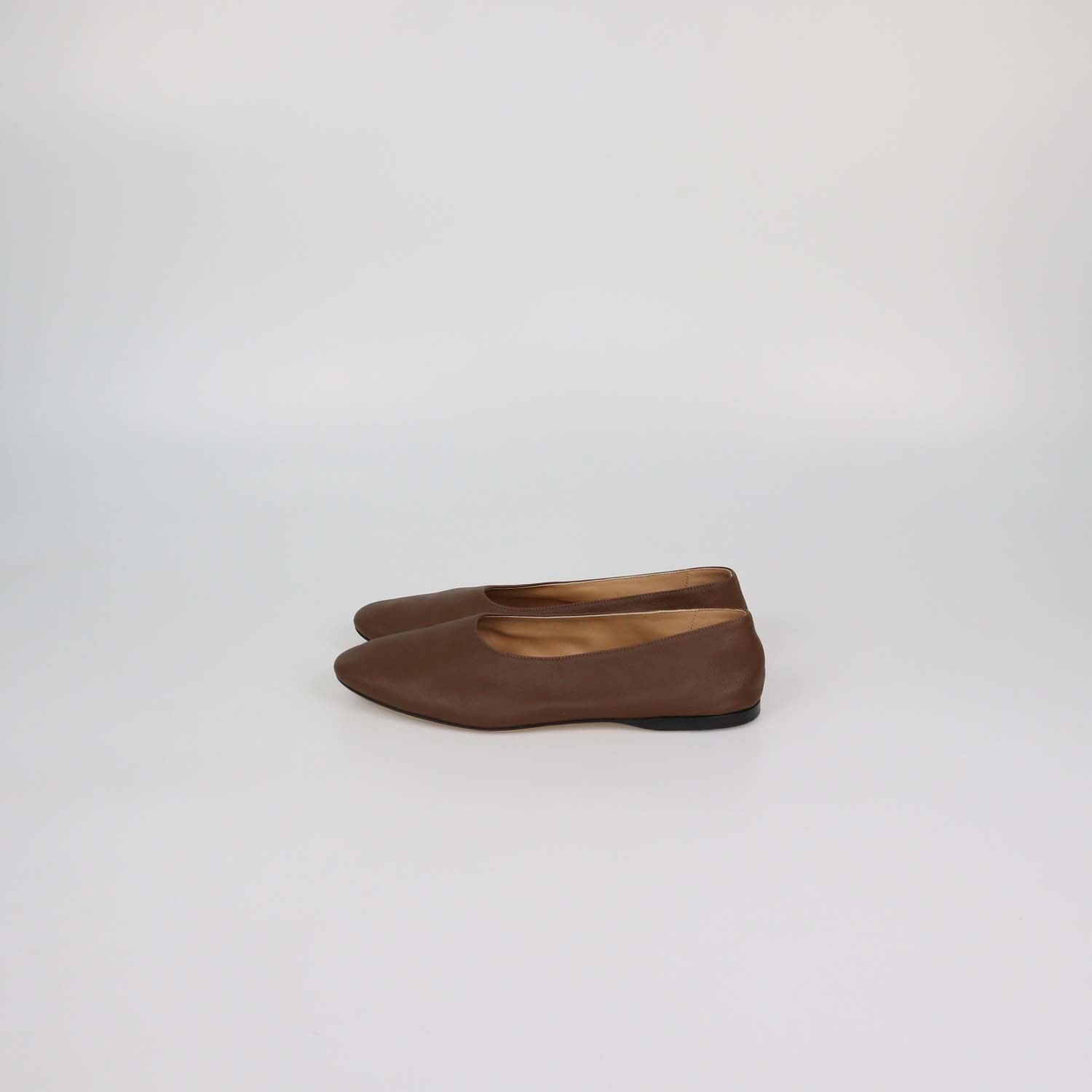 The Row Brown Leather Awar Ballet Flats