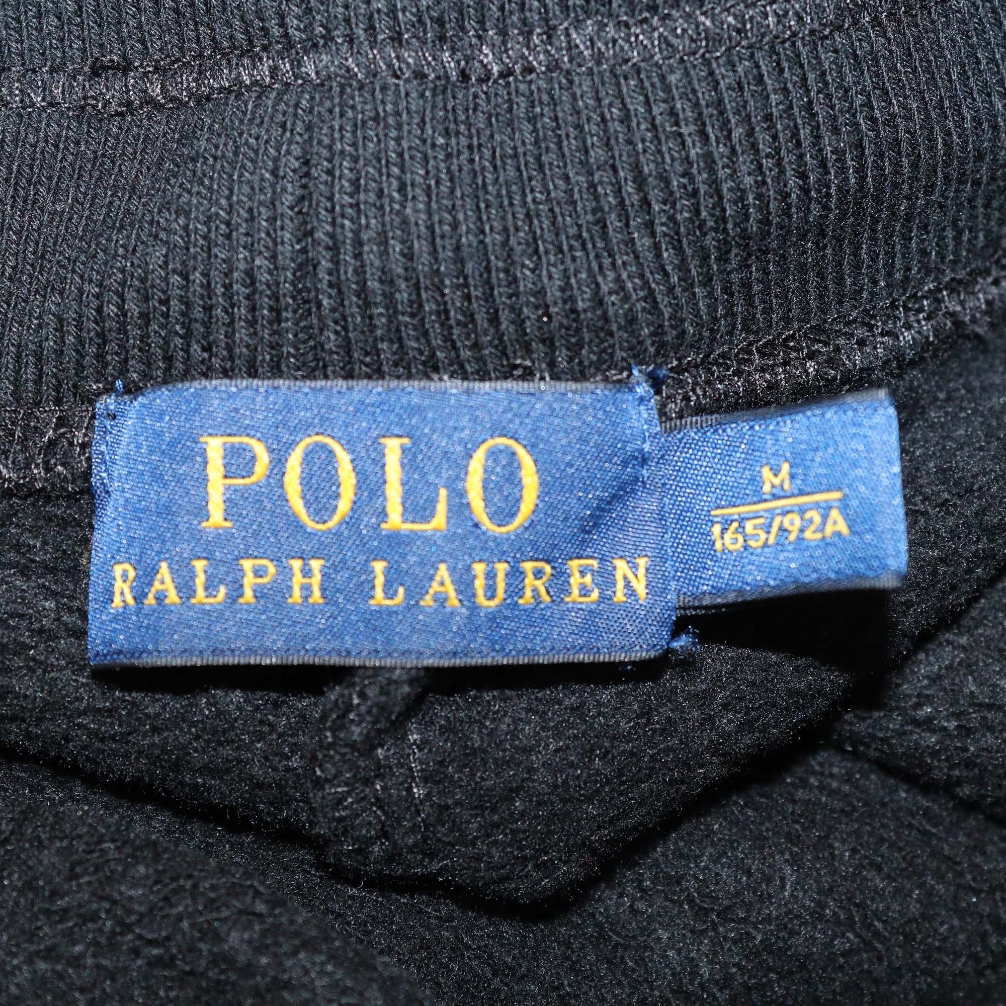 Ralph Lauren Black Cotton Logo Embroidered Full-Zip Hoodie & Track Pants Set
